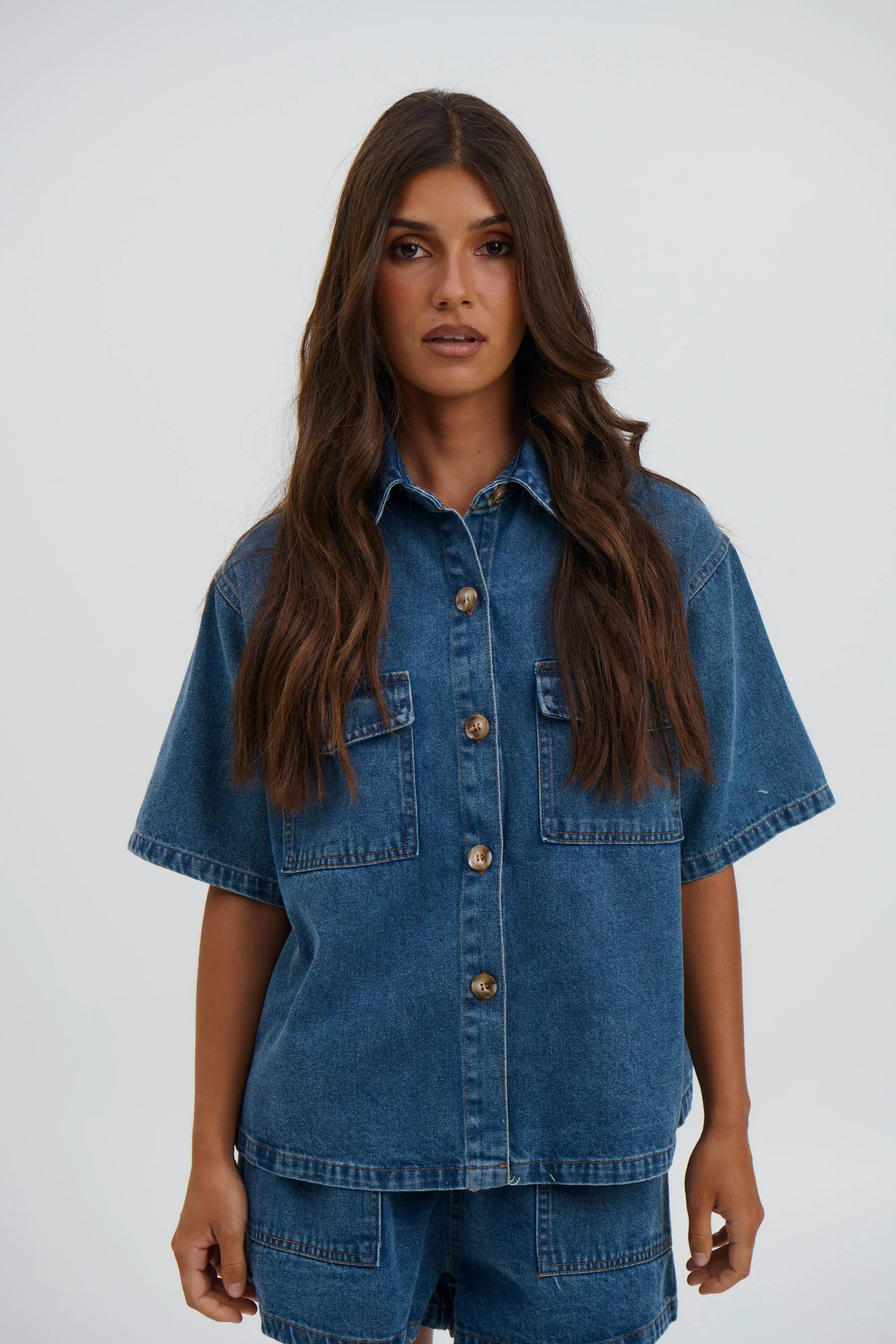 Delaney Denim Set in Dark Blue by Bronze Snake