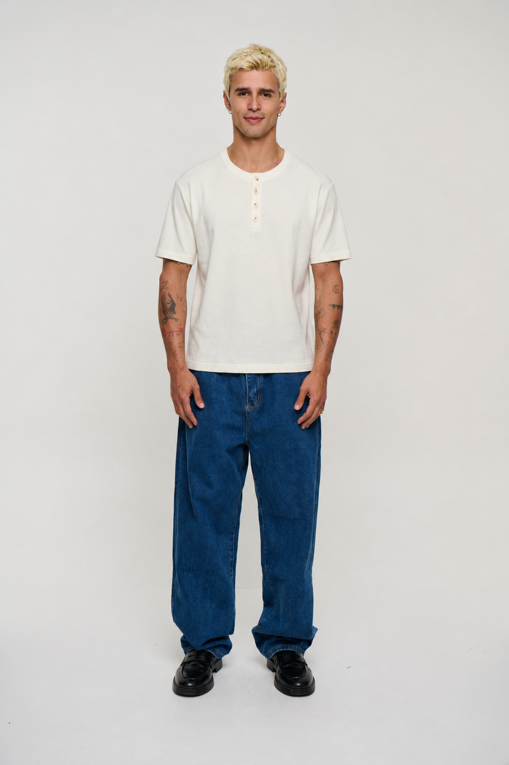 Jackson Fitted Short Sleeve Henley Ivory