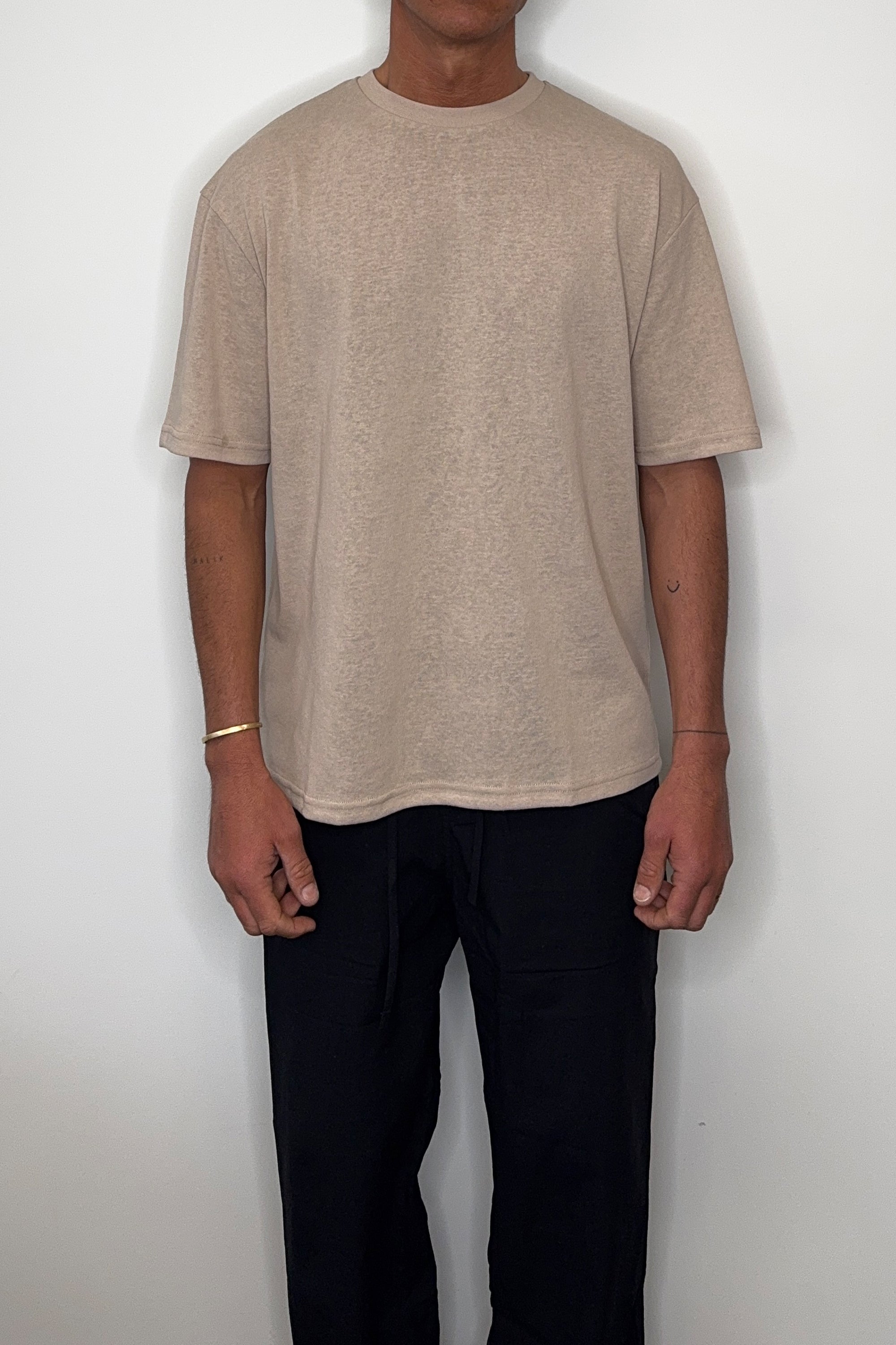 Lightweight Linen Look Tee Tan