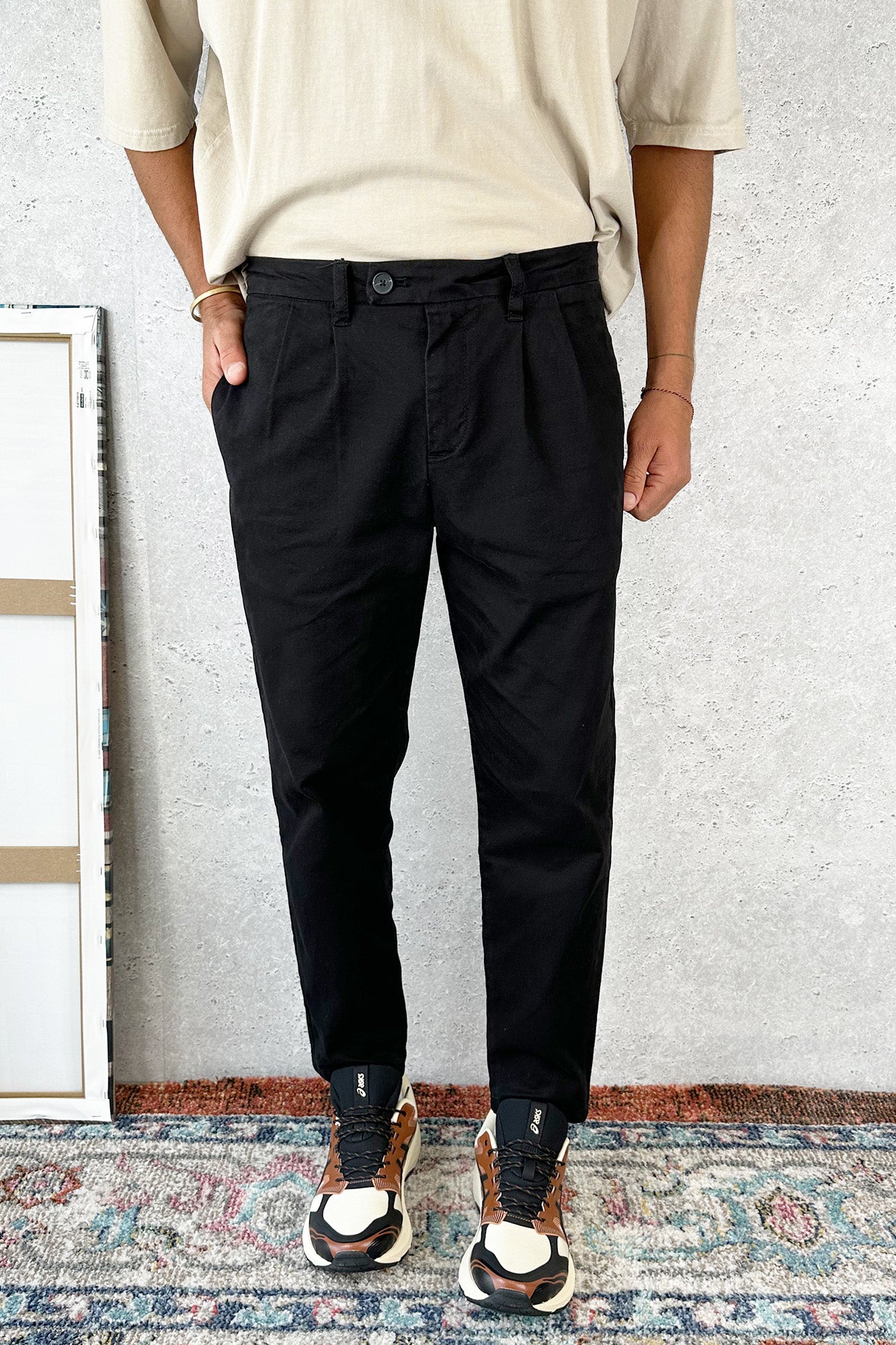 NTH Cropped Pleat Pant Black