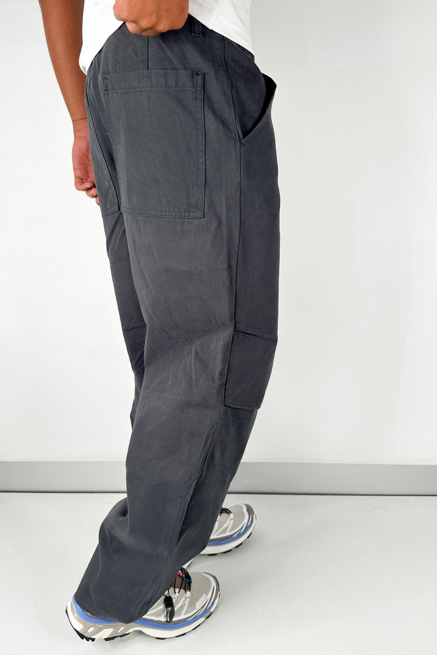 Baggy Knee Pleat Pant Charcoal