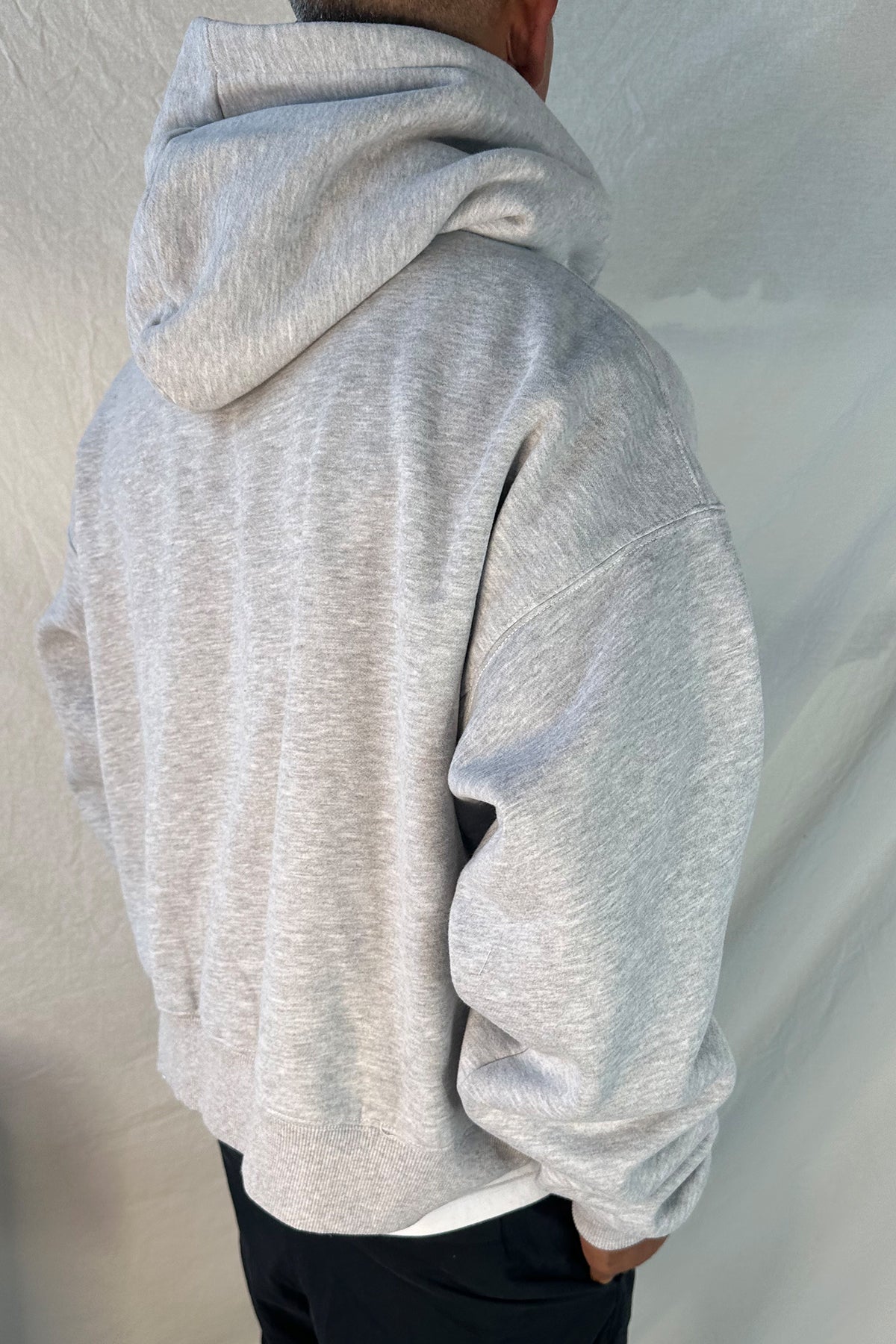 Half Zip Heavyweight Hood Grey