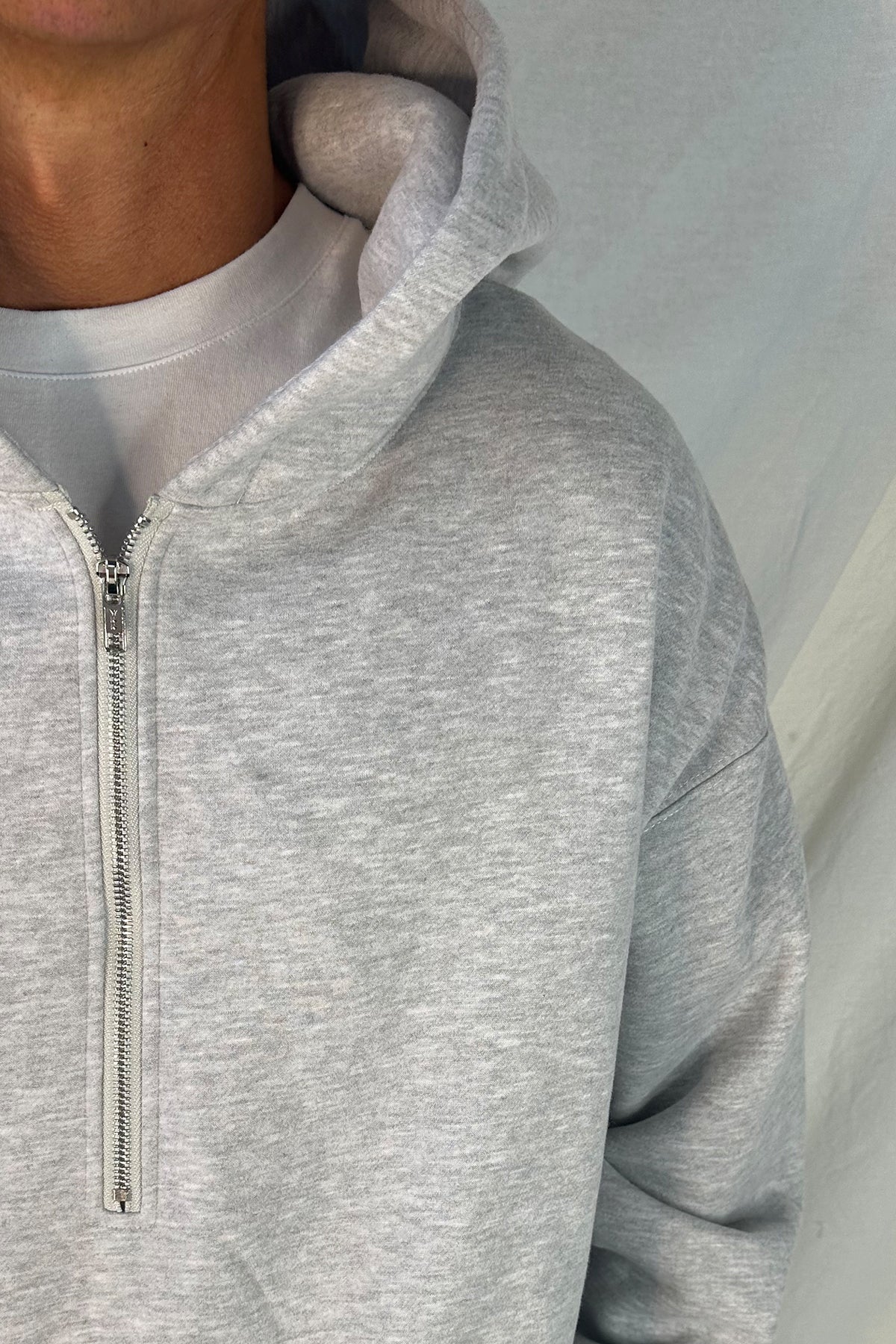 Half Zip Heavyweight Hood Grey