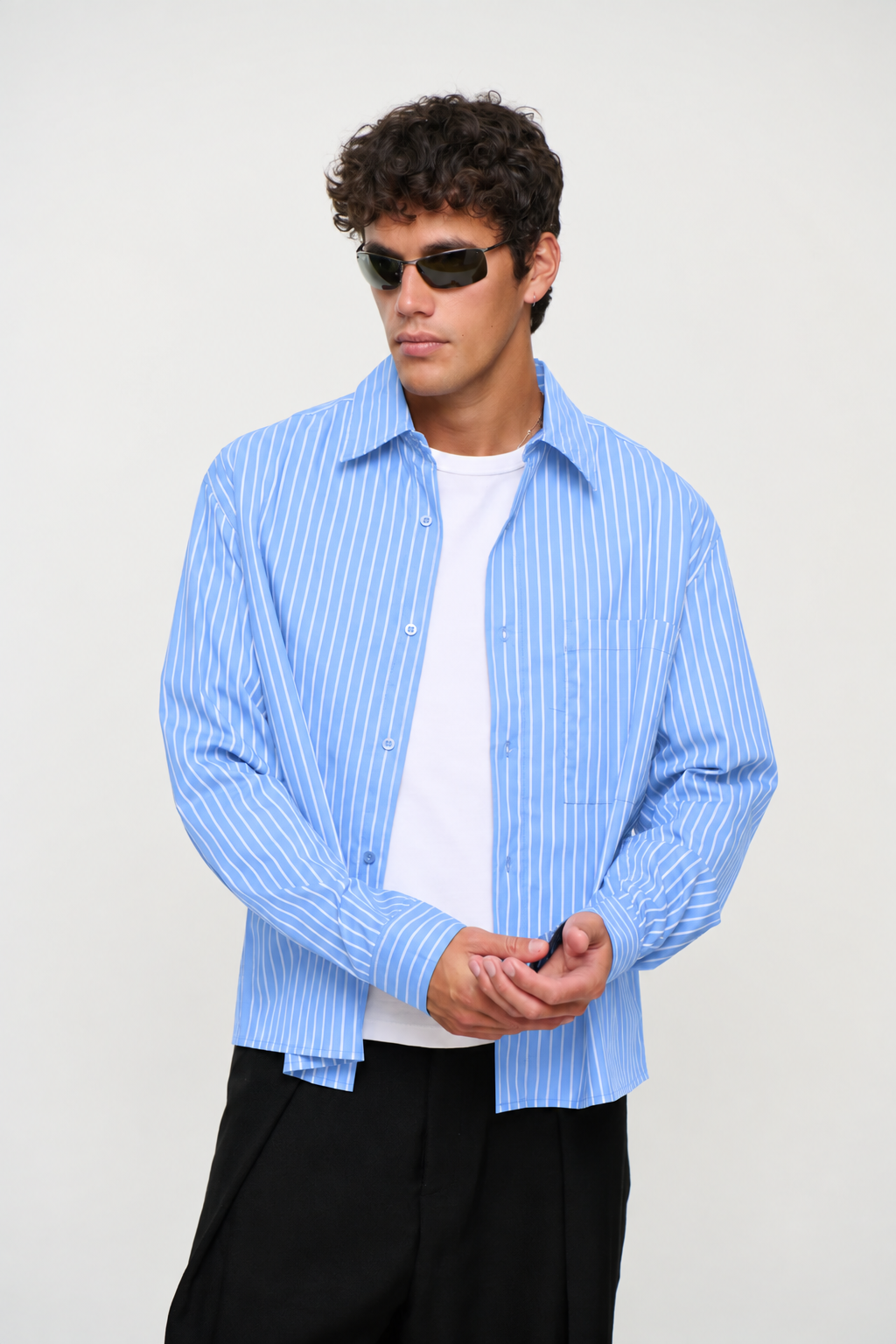 Miles Stripe Shirt Blue