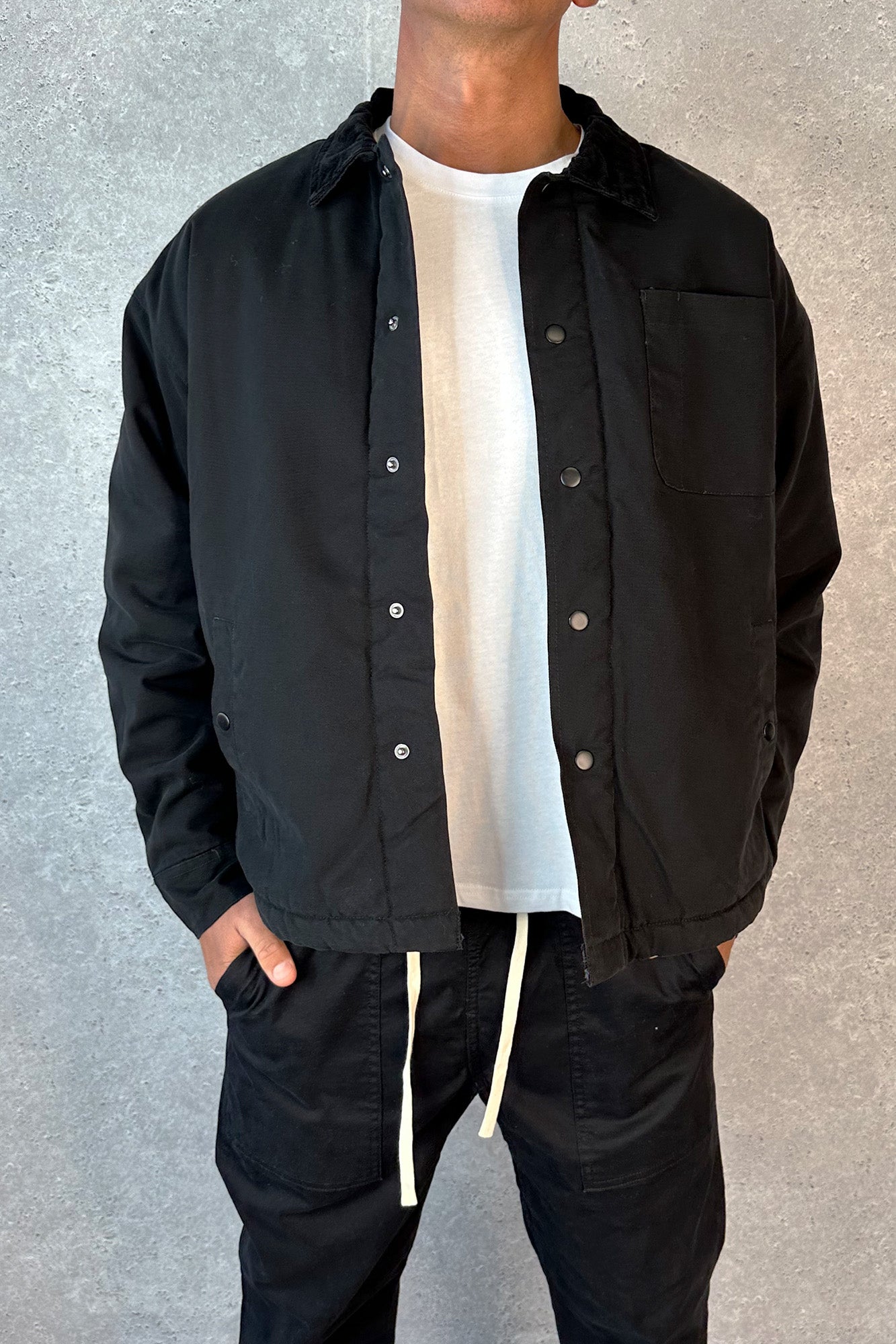 Padded Trucker Jacket Black - FINAL SALE