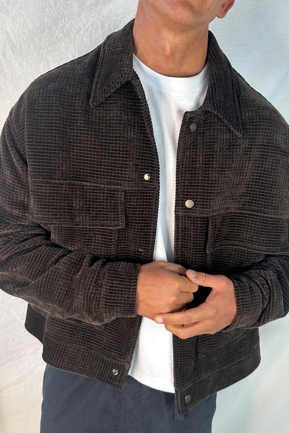 Texture Drop Sleeve Jacket Choc