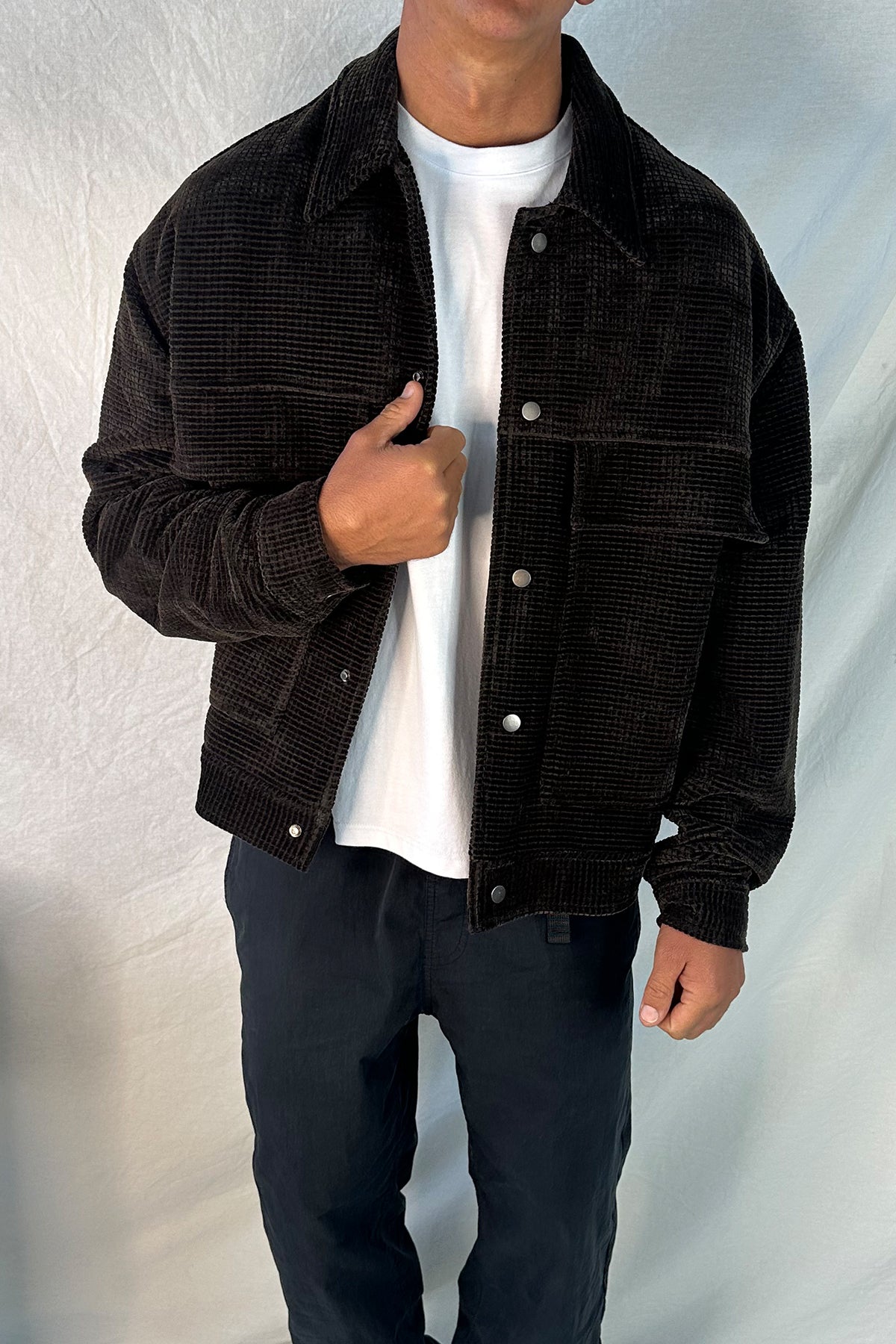 Texture Drop Sleeve Jacket Choc