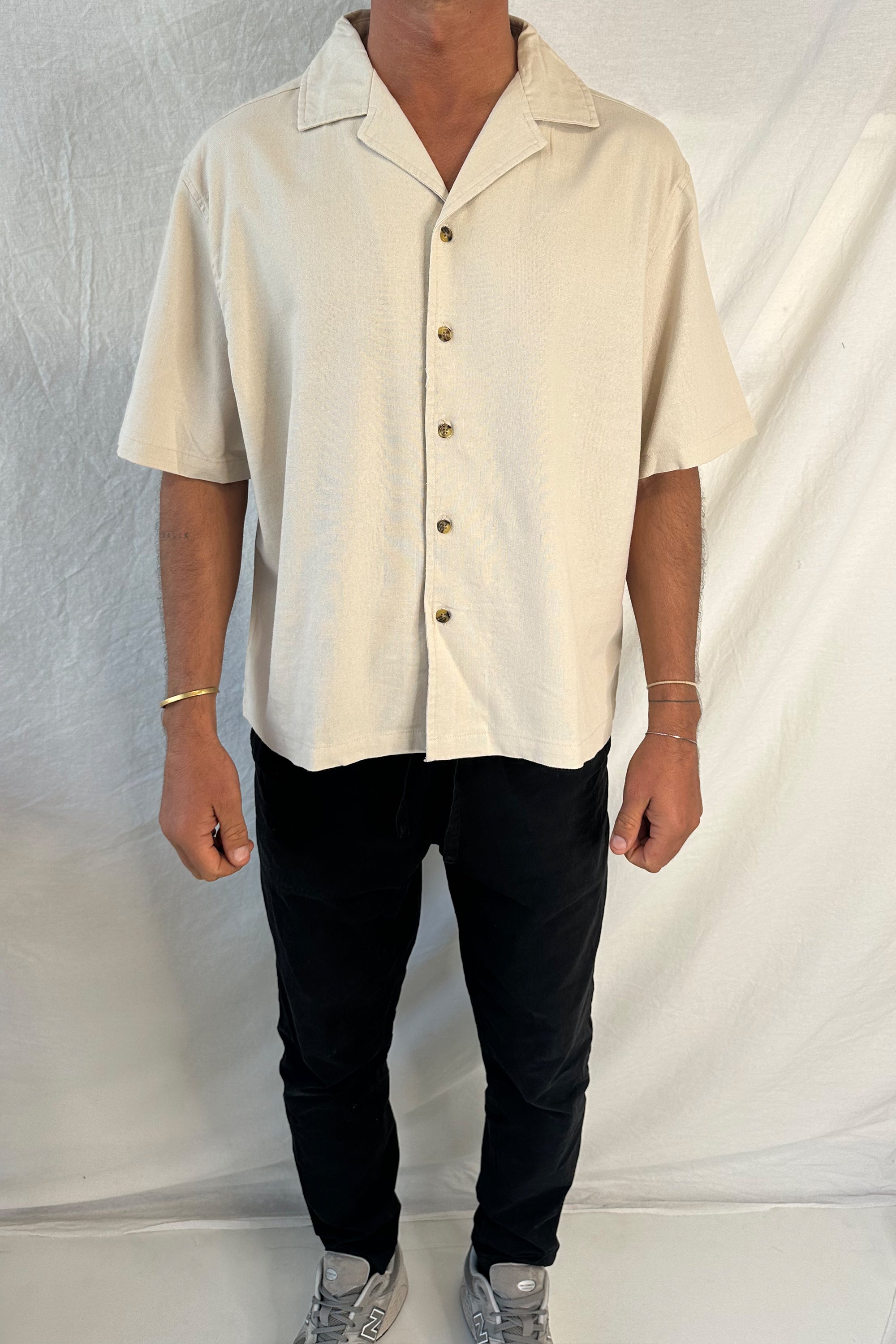 Raf Cropped Shirt Linen Oat