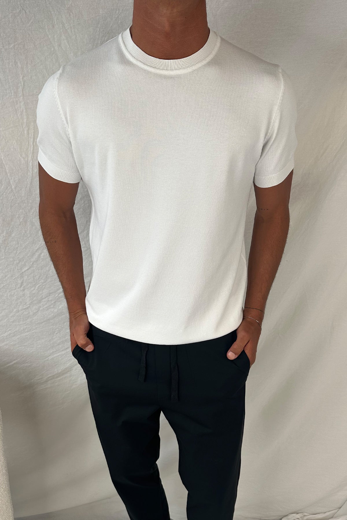 Nigel Fitted Knitted Tee White