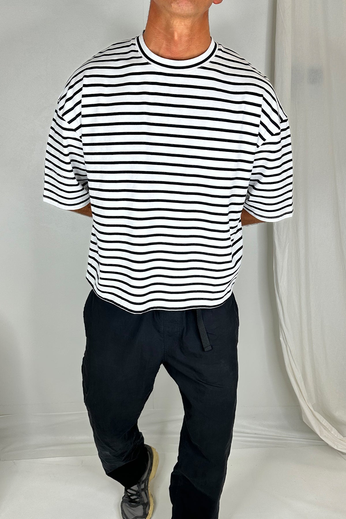NTH Crop Box Tee White Stripe
