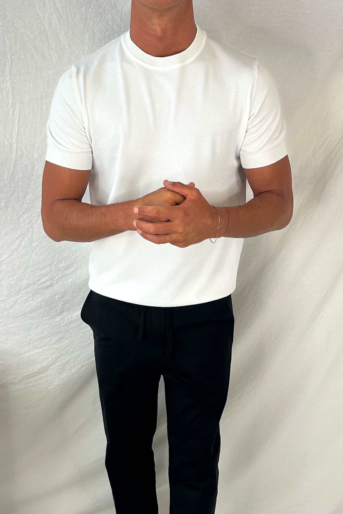 Nigel Fitted Knitted Tee White