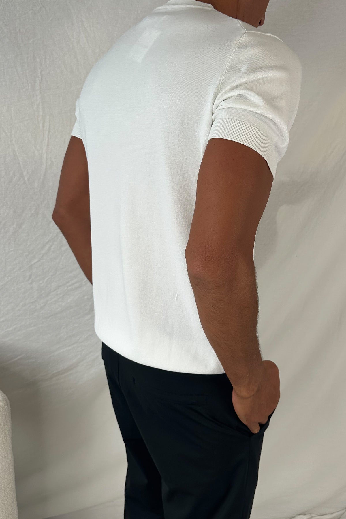 Nigel Fitted Knitted Tee White