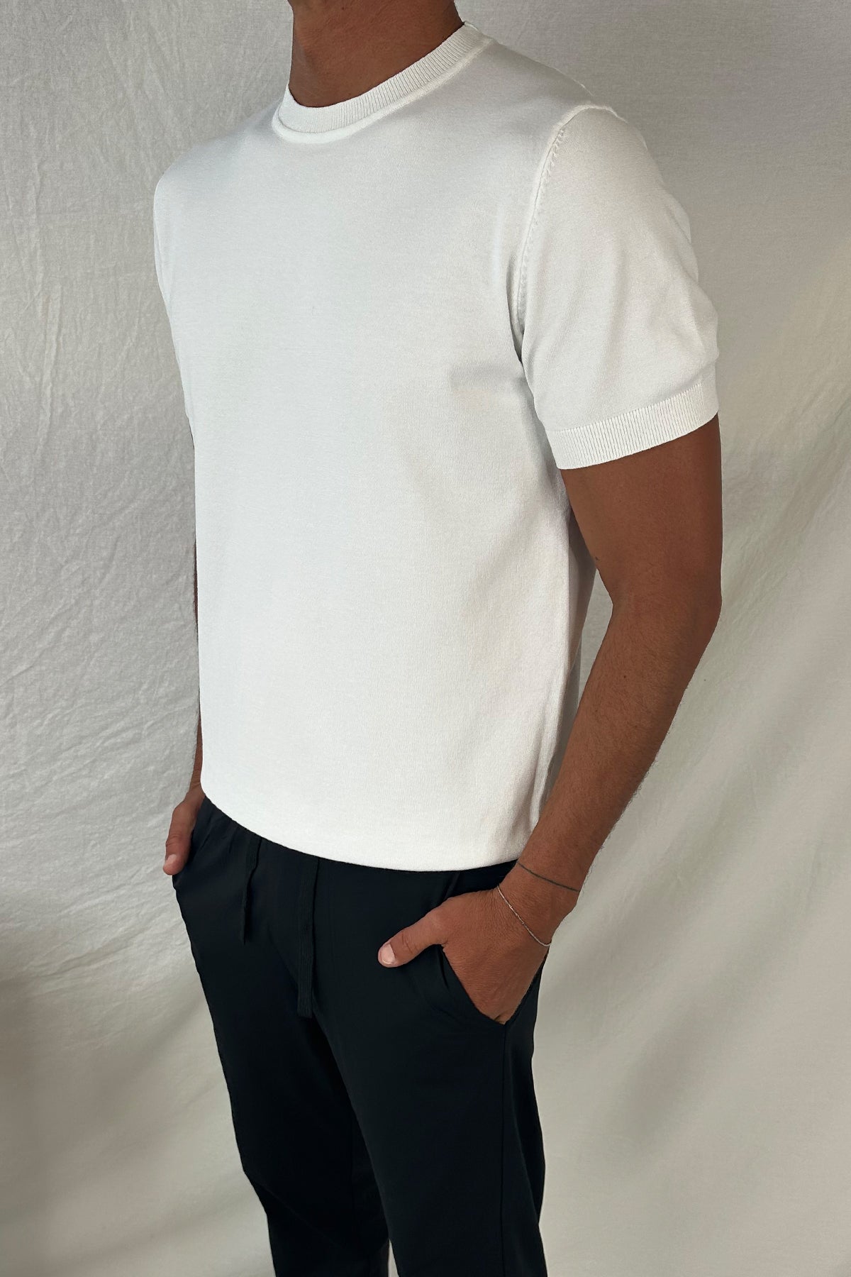Nigel Fitted Knitted Tee White