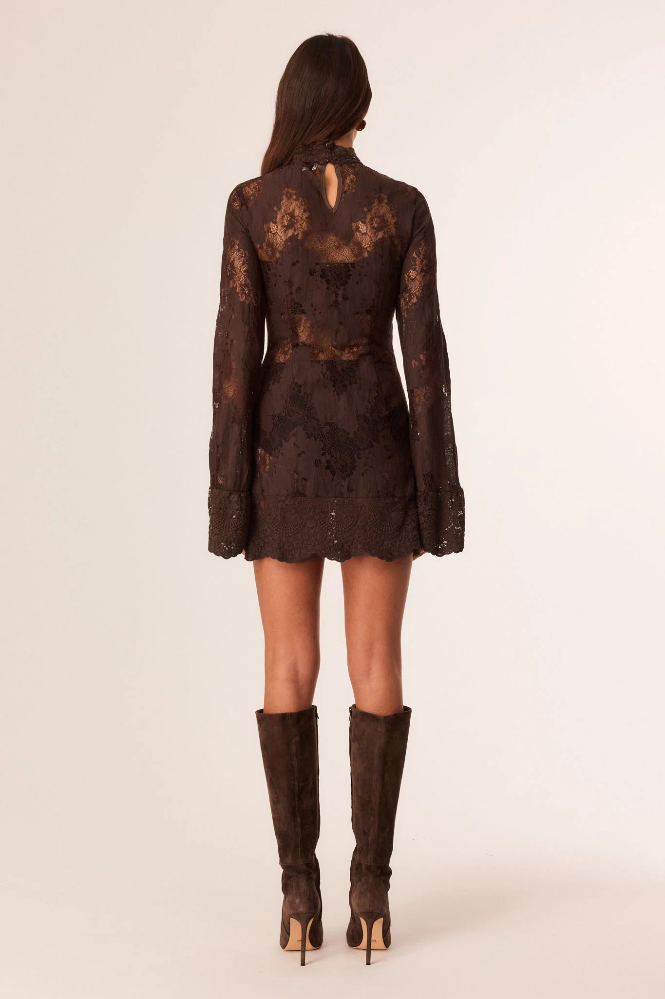 Astra Lace Mini Dress Chocolate