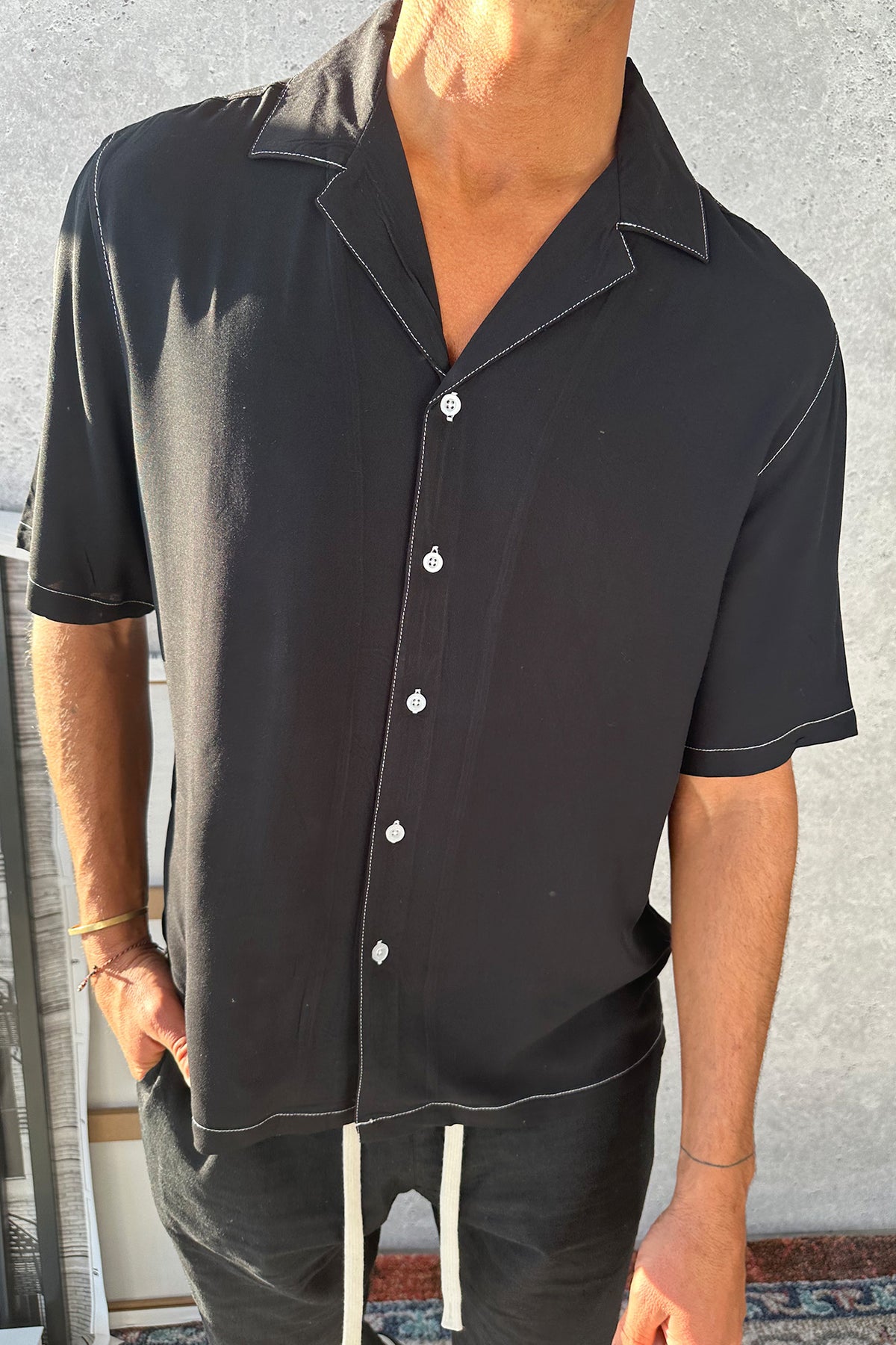Raf Cropped Shirt Contrast Black