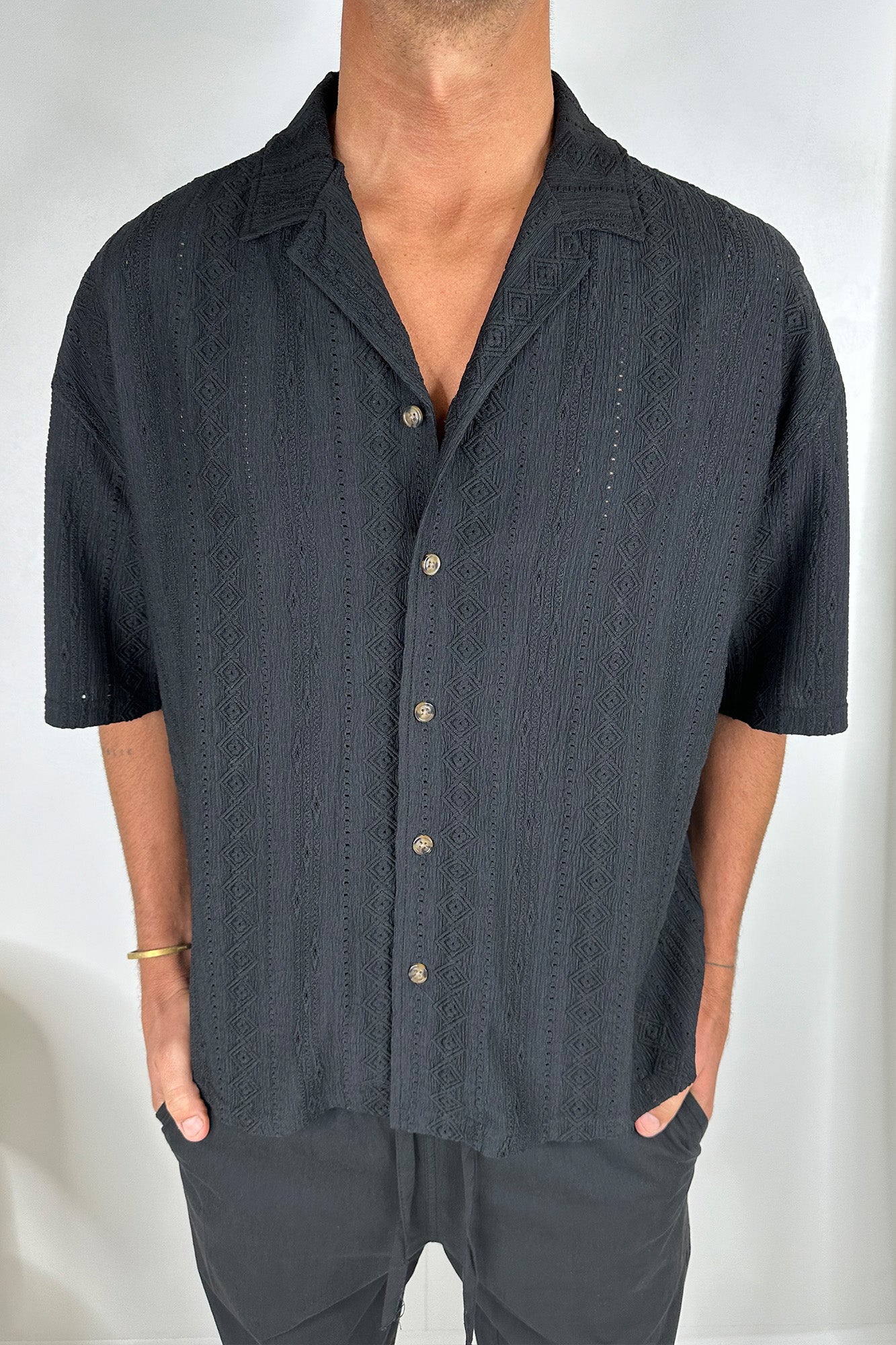 Raf Cropped Shirt Aztec Black