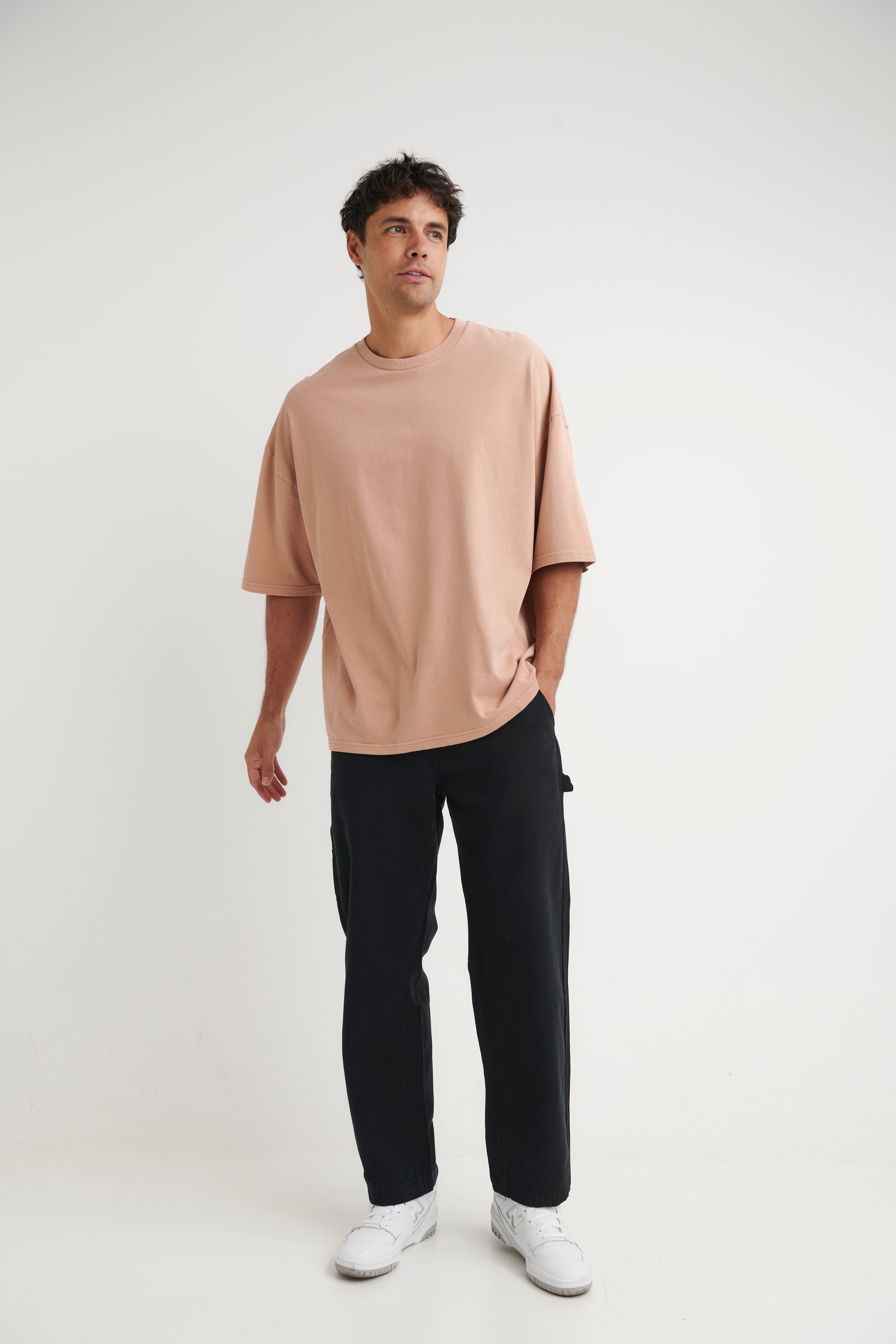 Miller Drop Shoulder Box Tee Tan - FINAL SALE