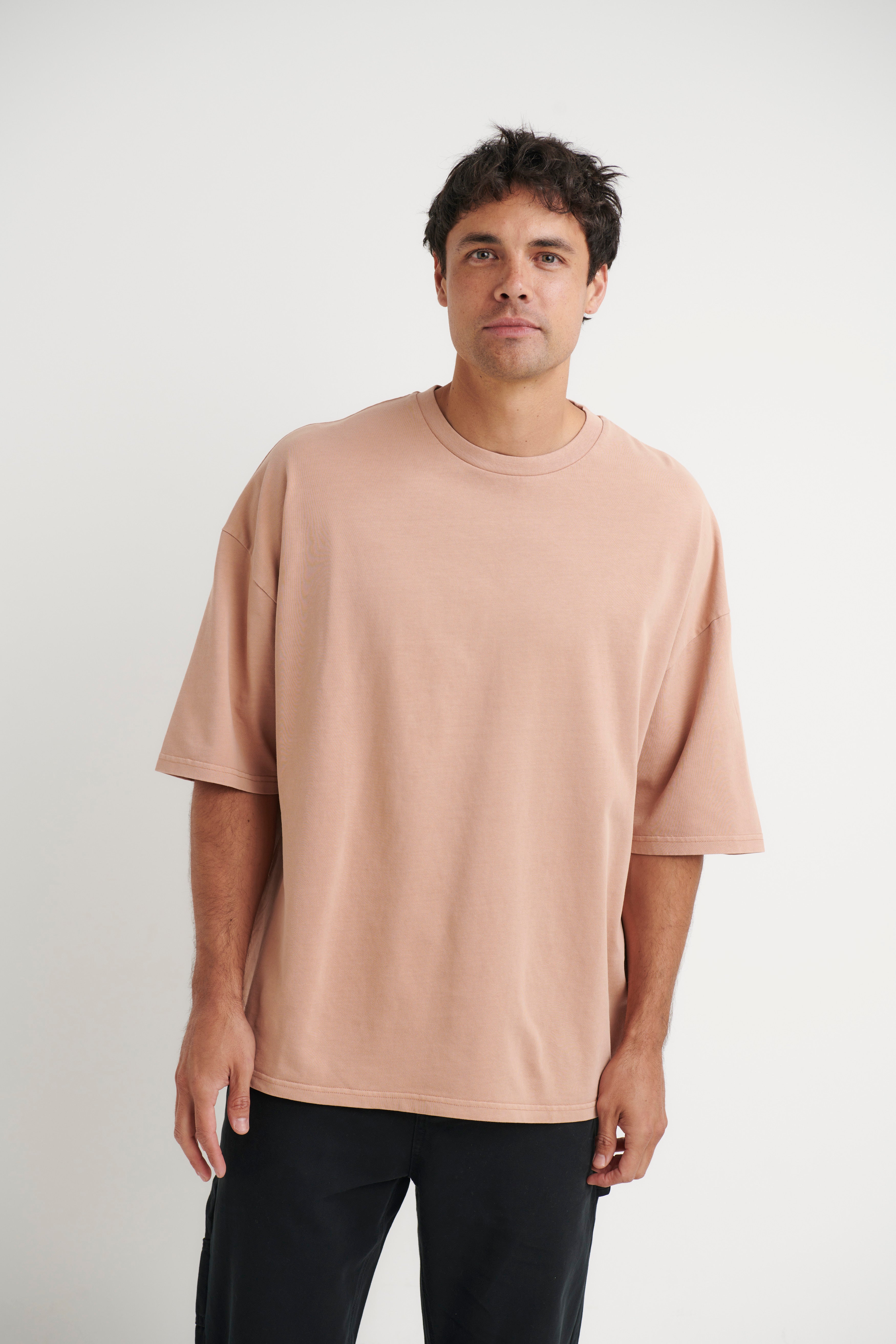 Miller Drop Shoulder Box Tee Tan - FINAL SALE