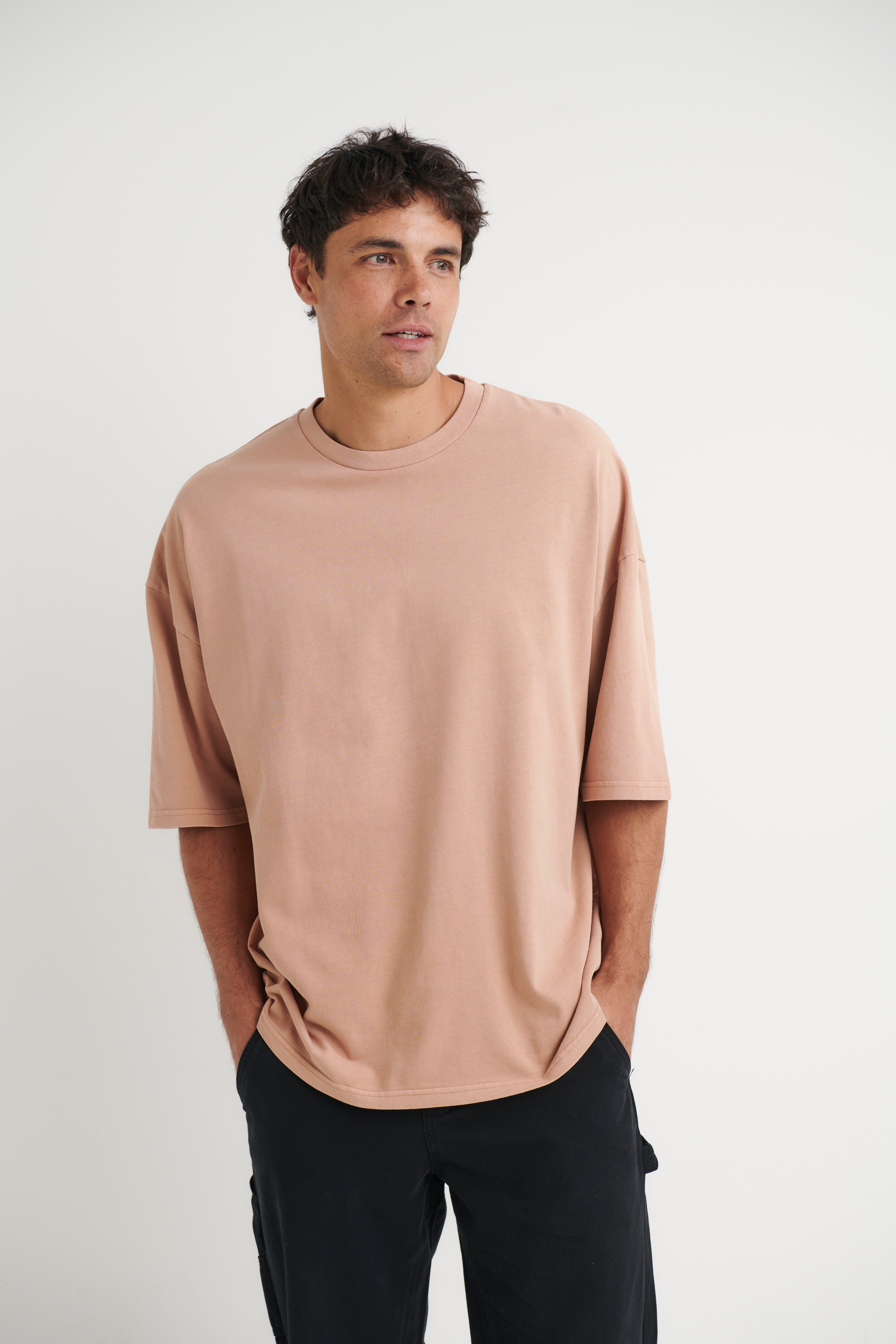 Miller Drop Shoulder Box Tee Tan - FINAL SALE