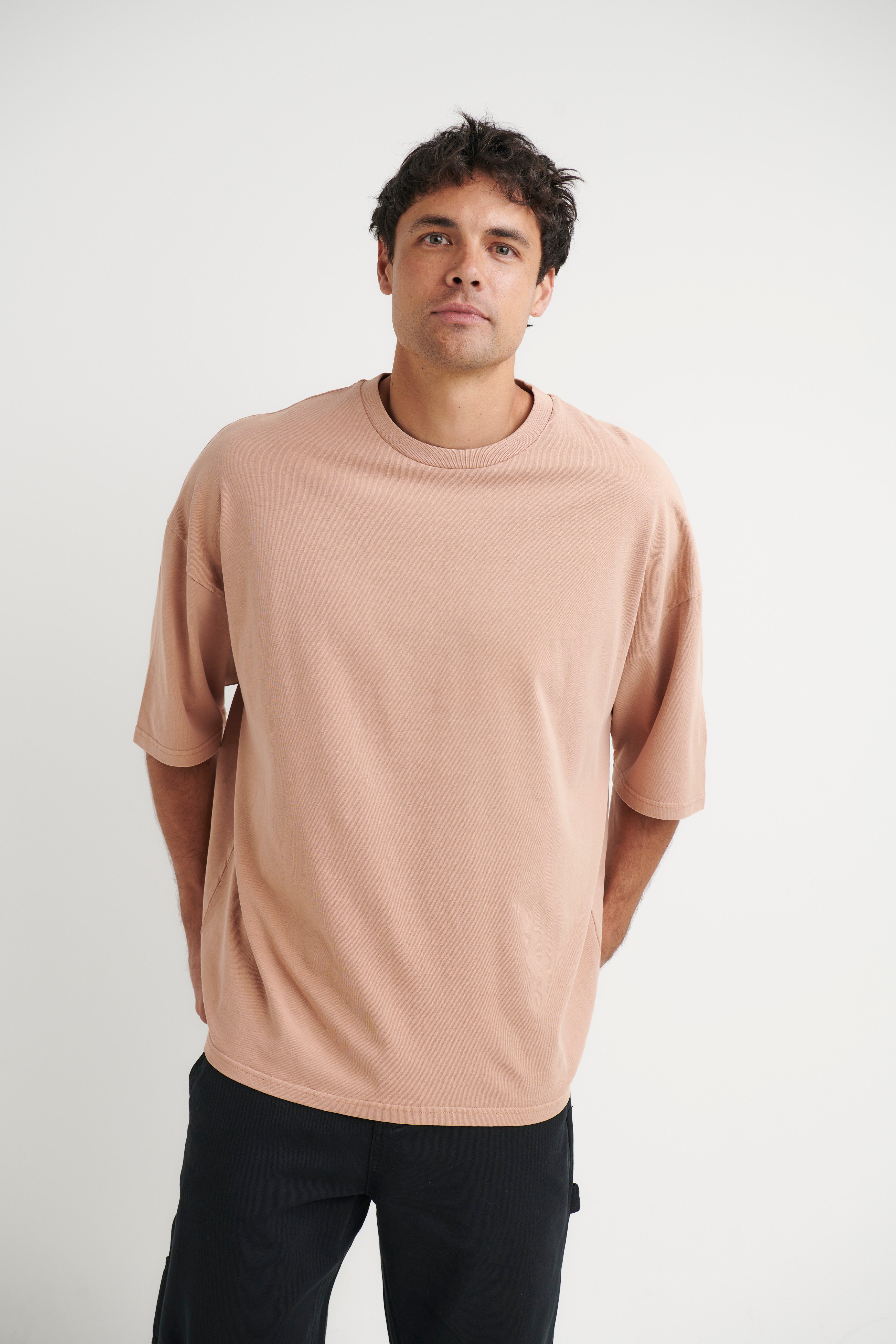 Miller Drop Shoulder Box Tee Tan - FINAL SALE