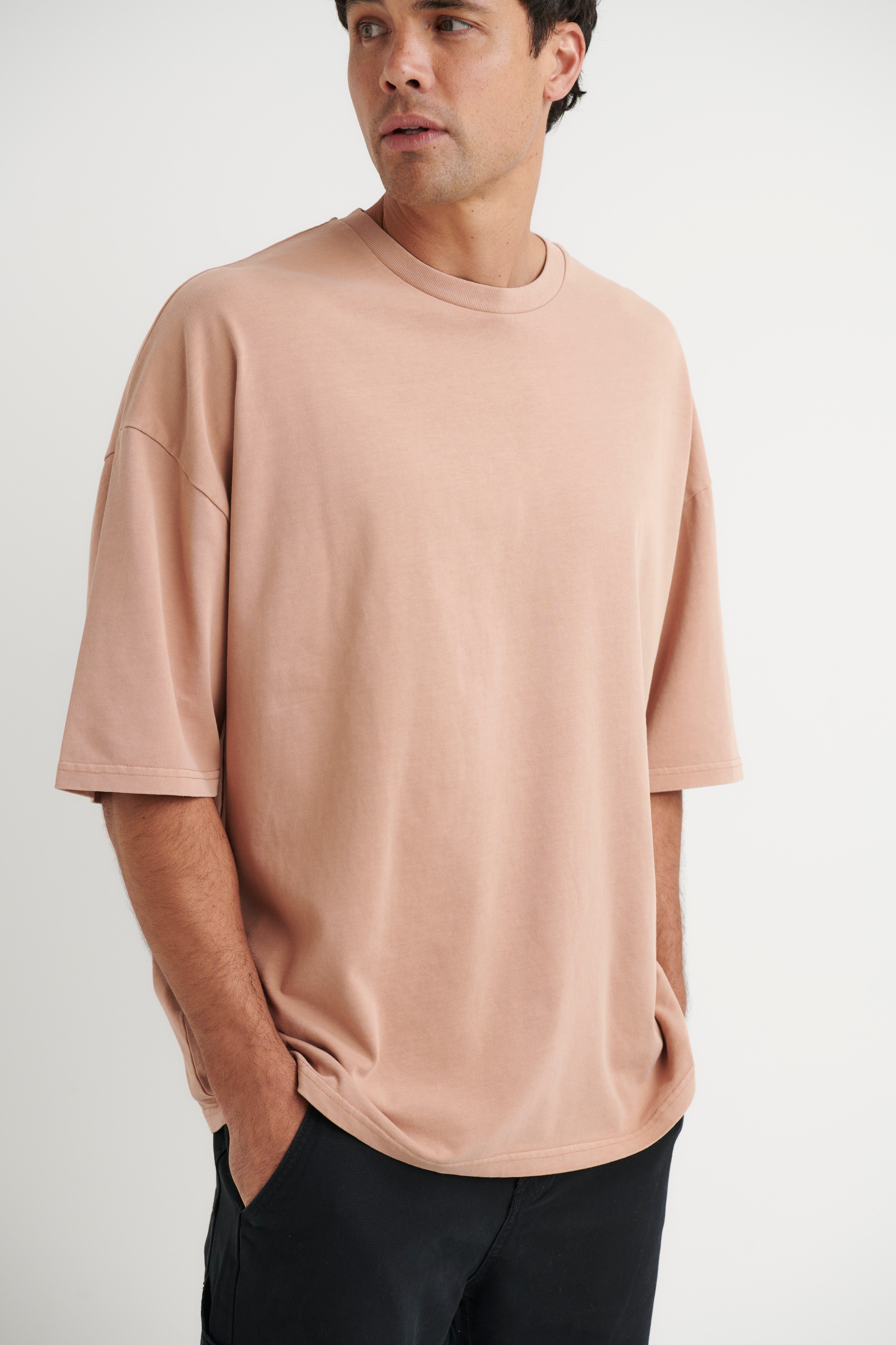 Miller Drop Shoulder Box Tee Tan - FINAL SALE