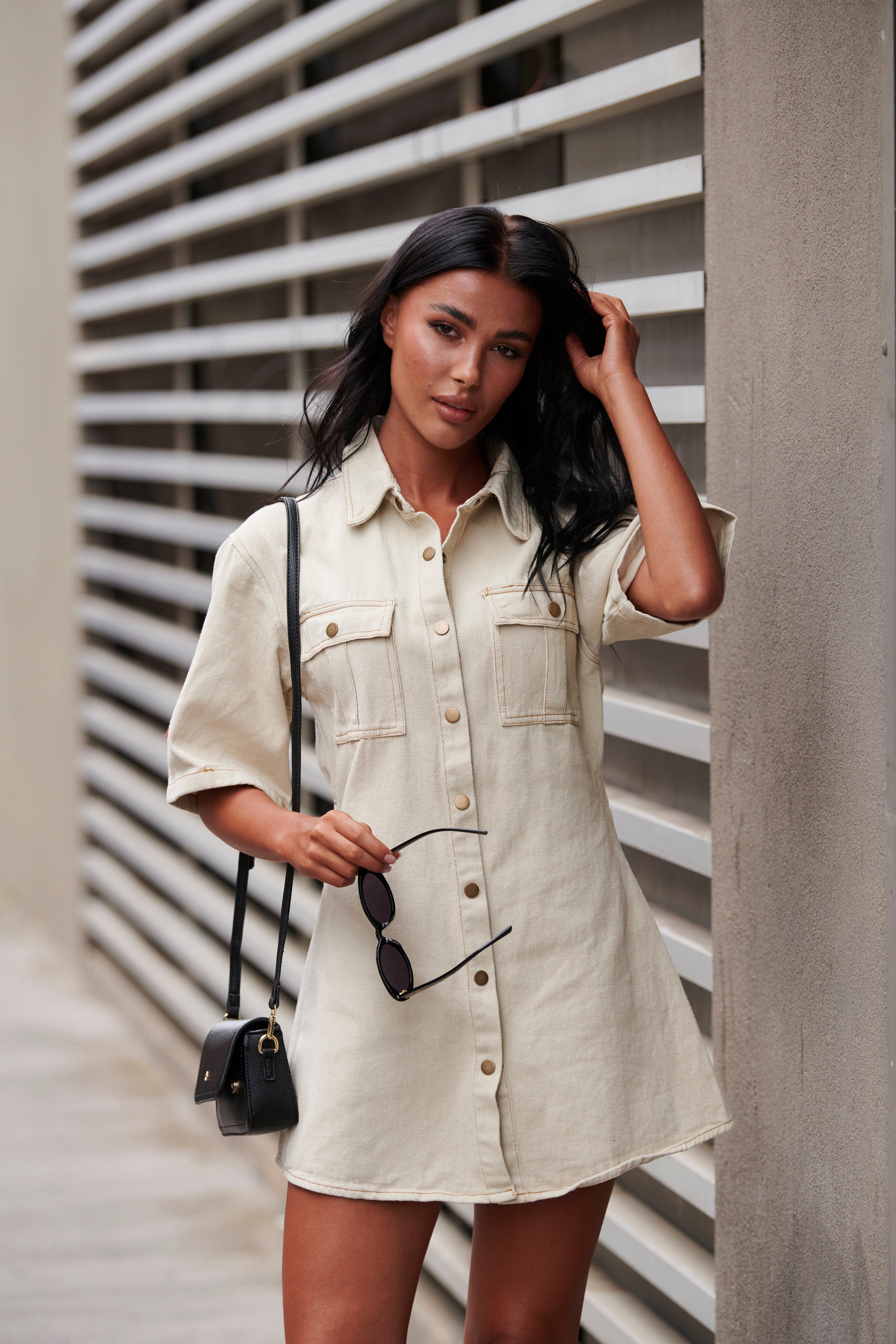 Kaneisha Denim Dress Oat