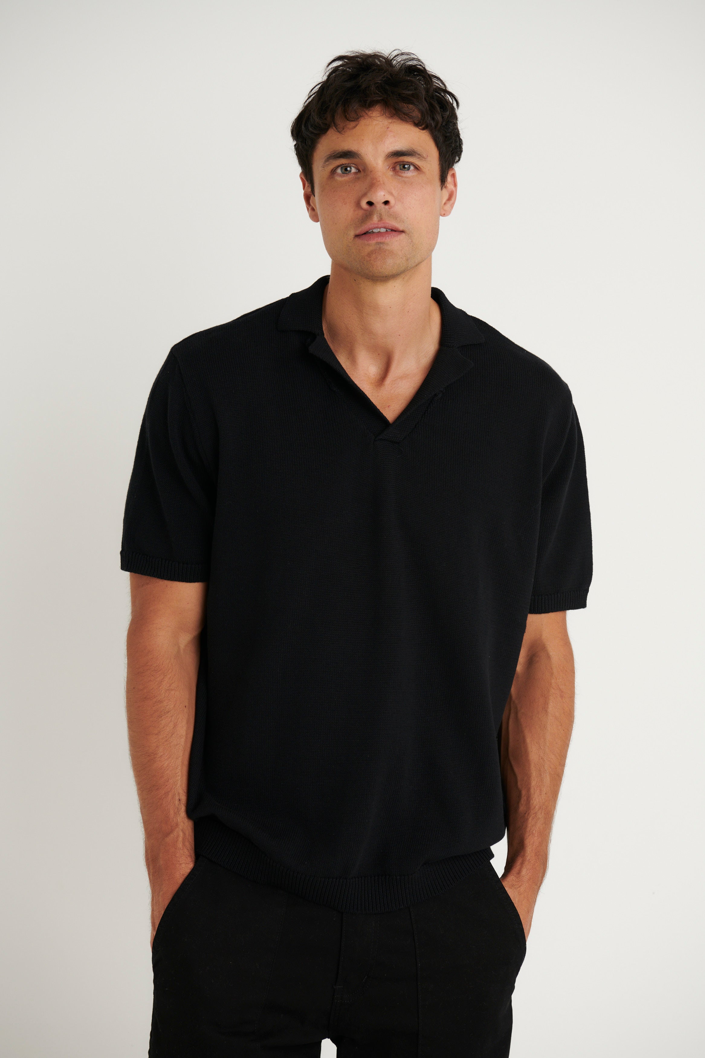 Brody Knit Polo Black