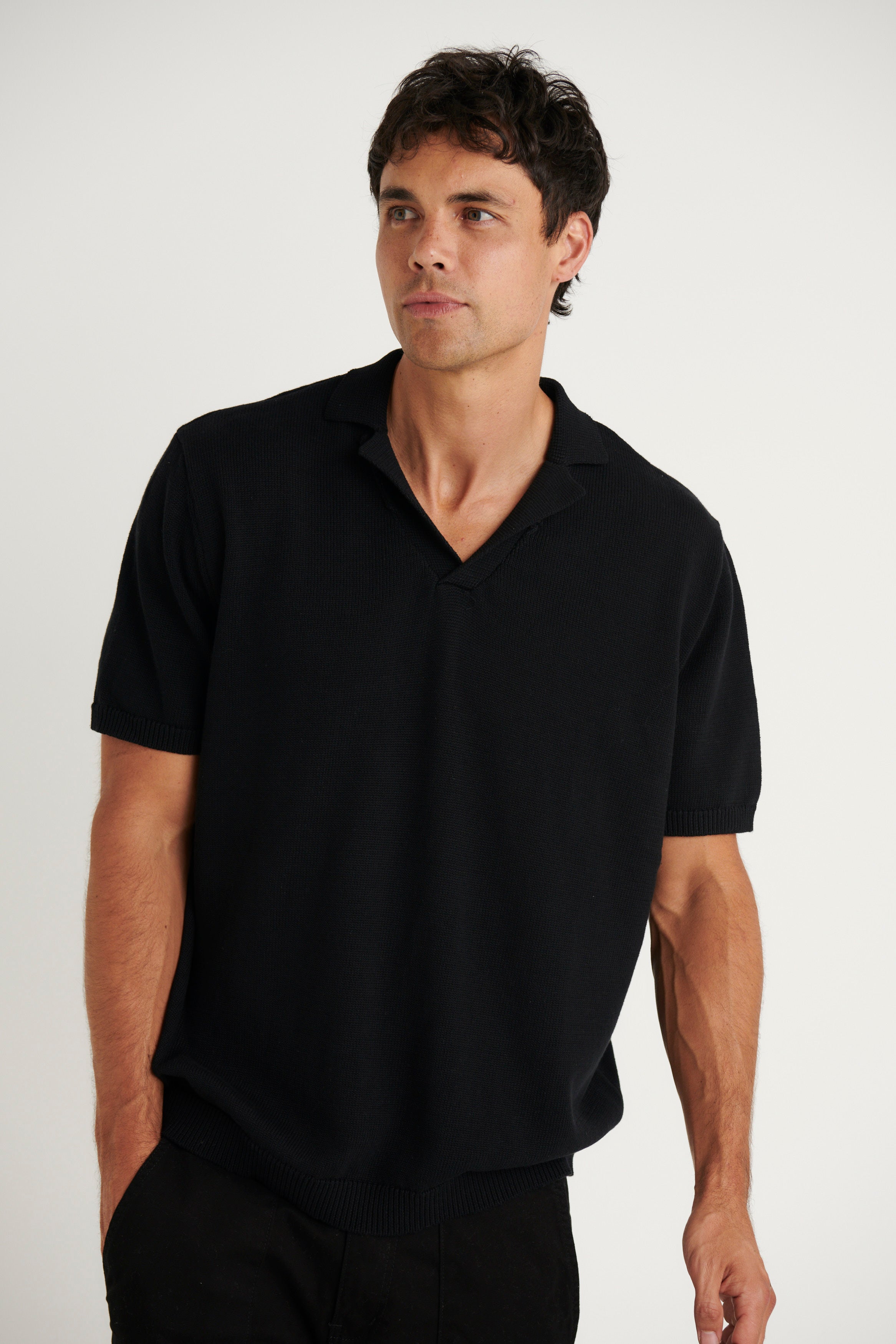 Brody Knit Polo Black
