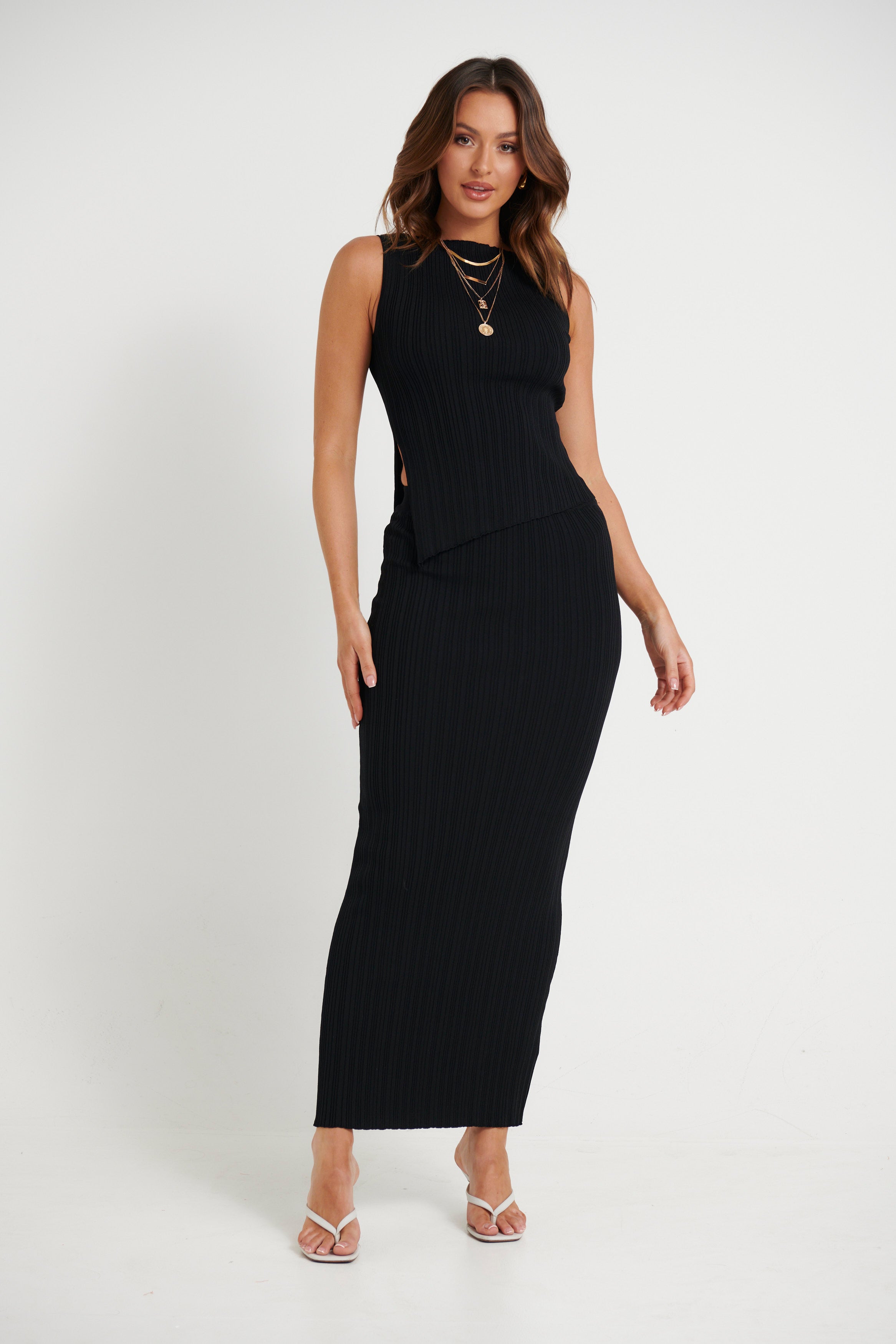 Bella Ribbed Top Black