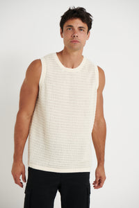 Ritchie Knitted Ribbed Vest Beige - FINAL SALE