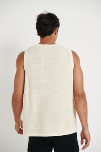 Ritchie Knitted Ribbed Vest Beige - FINAL SALE