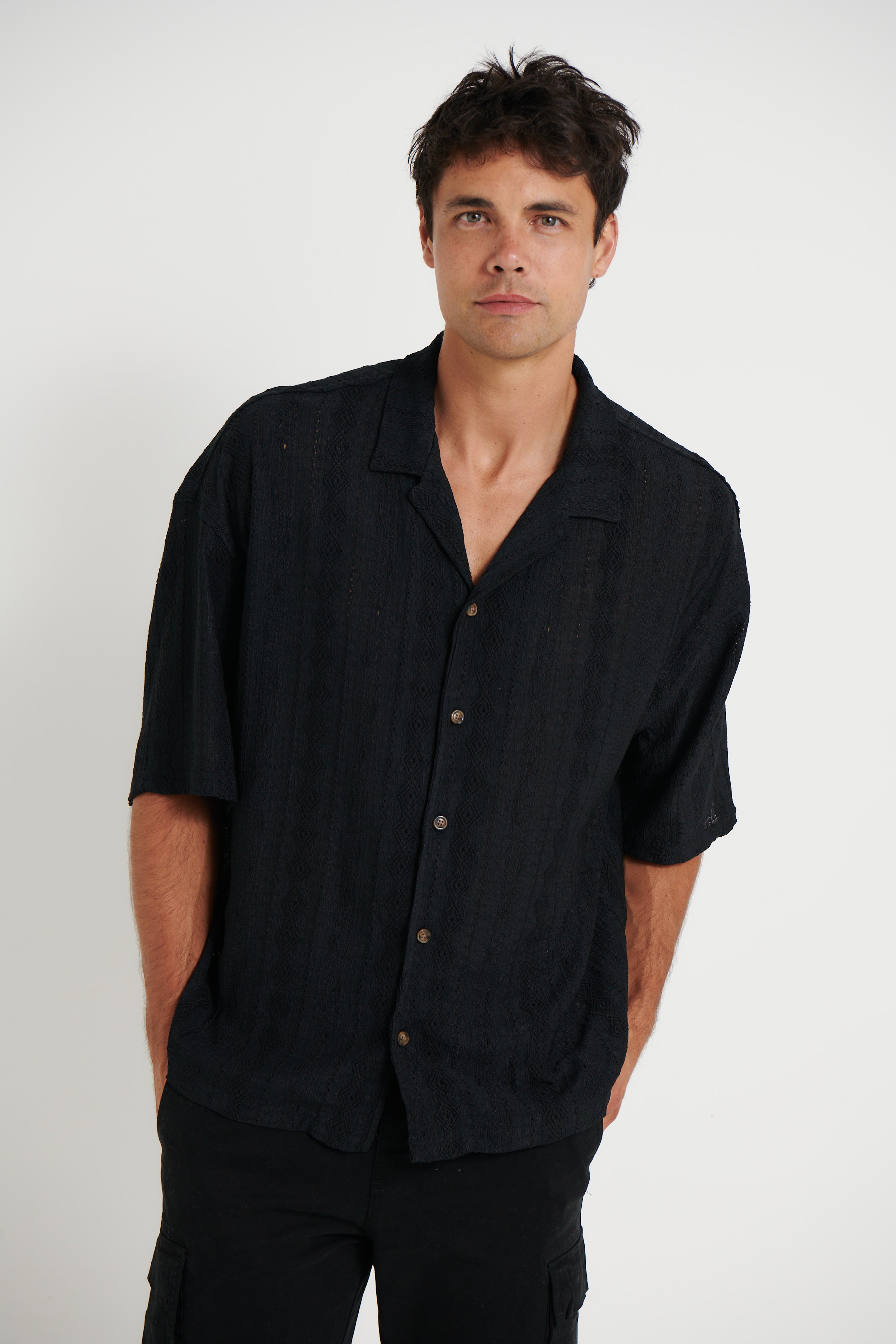 Raf Cropped Shirt Aztec Black