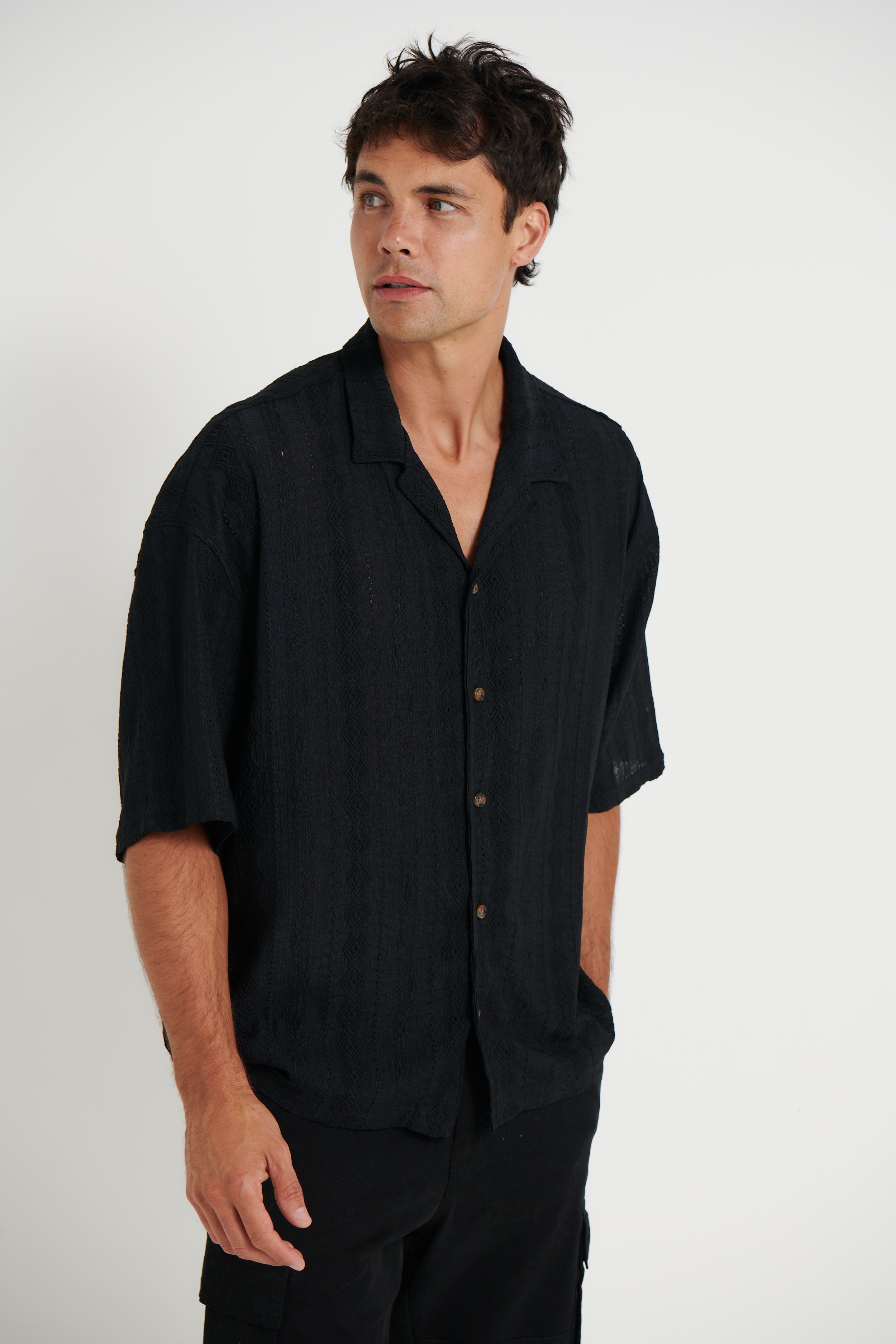 Raf Cropped Shirt Aztec Black