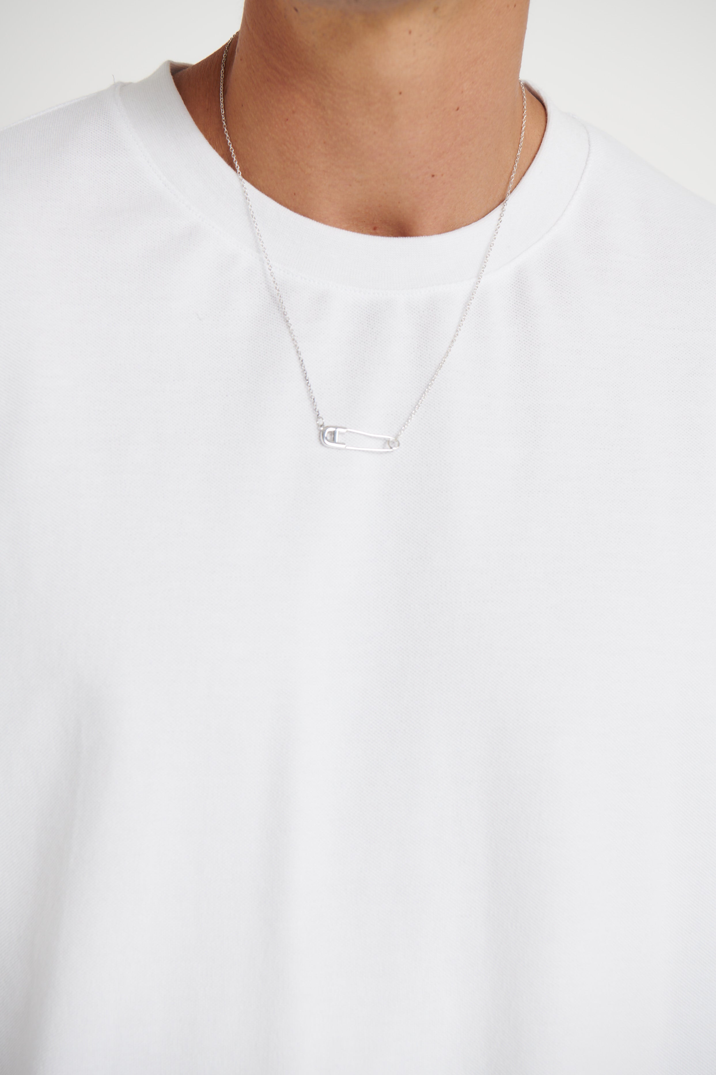 NTH Safety Pin Necklace Silver