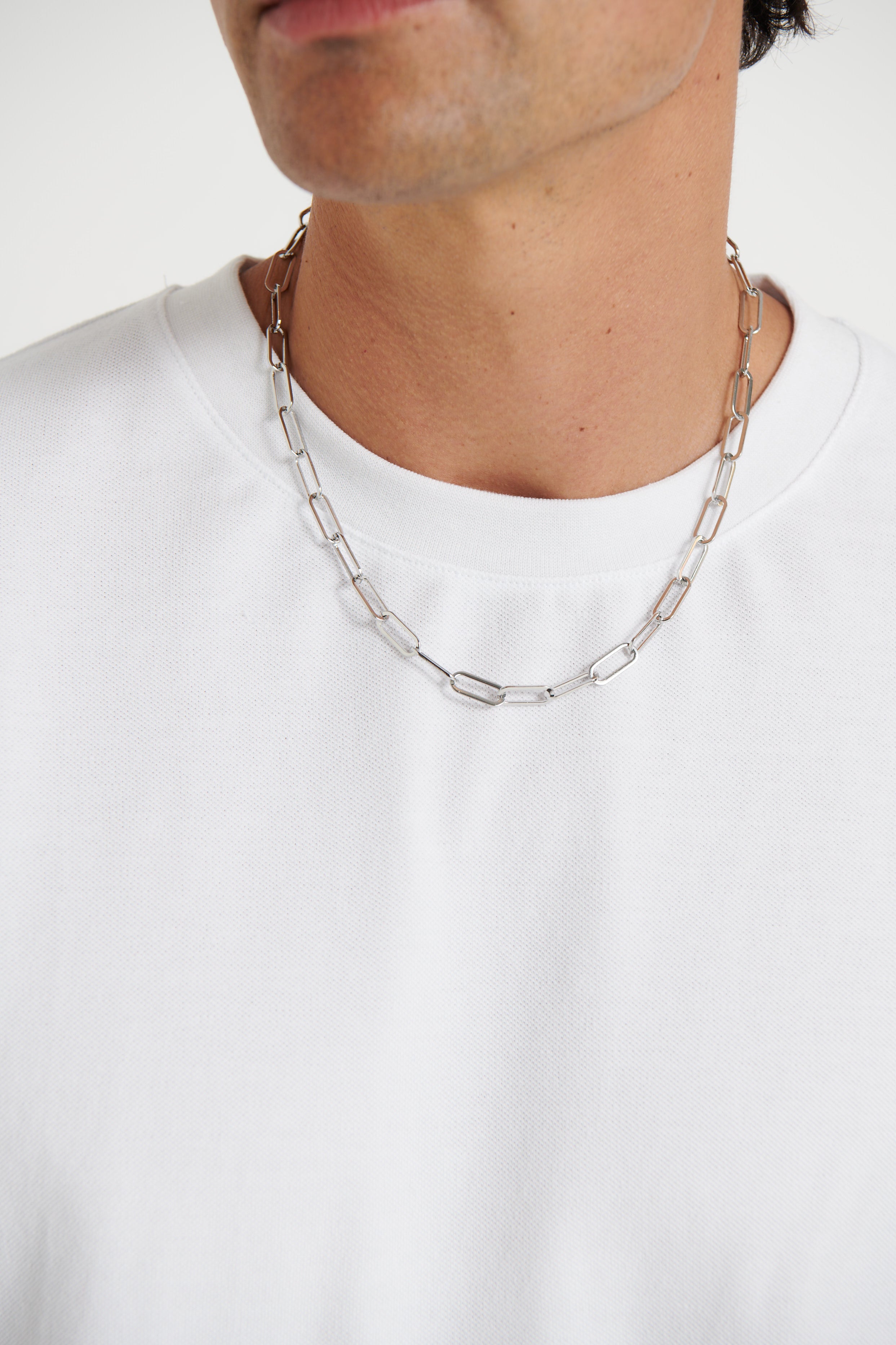 NTH Paperclip Chain Necklace Silver