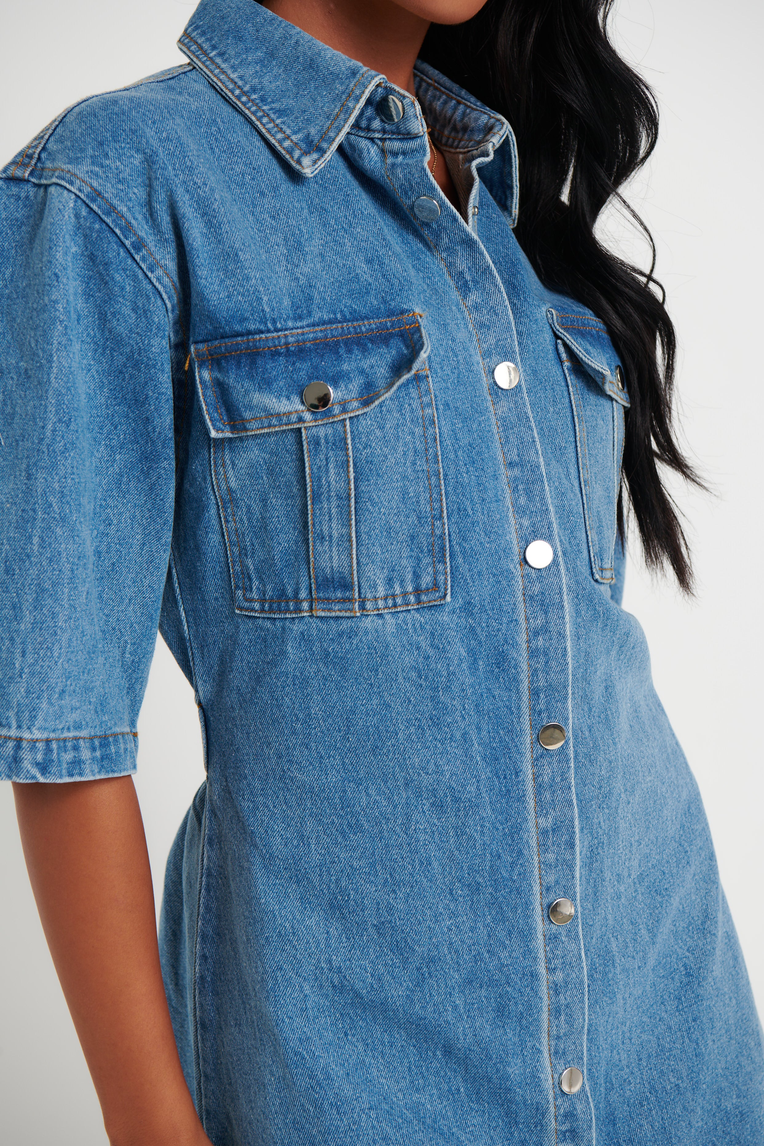 Kaneisha Denim Dress Light Blue
