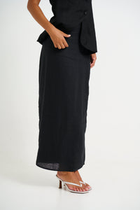 Luca Linen Maxi Skirt Black - FINAL SALE