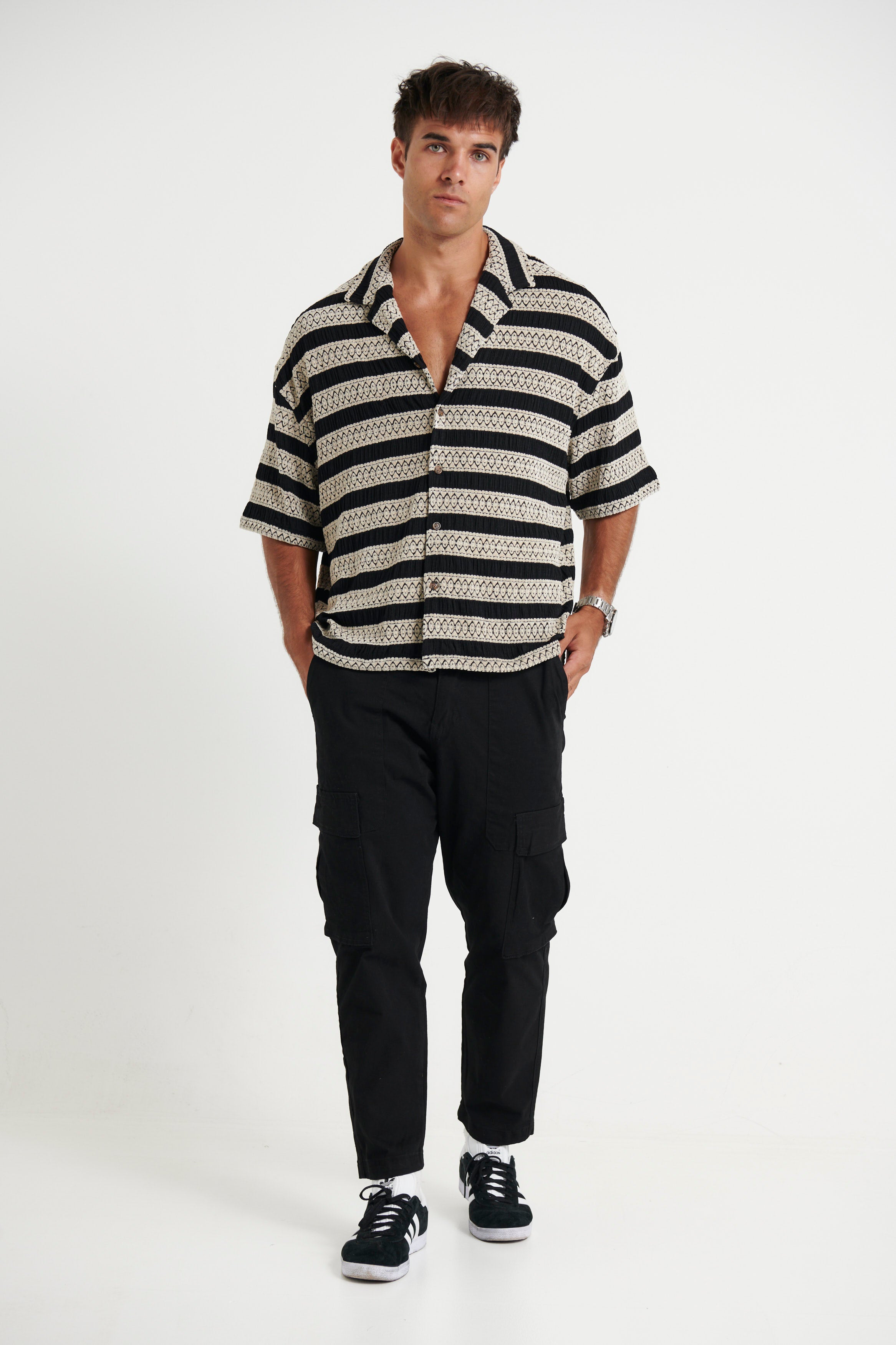 Raf Cropped Shirt Stripe Horizon