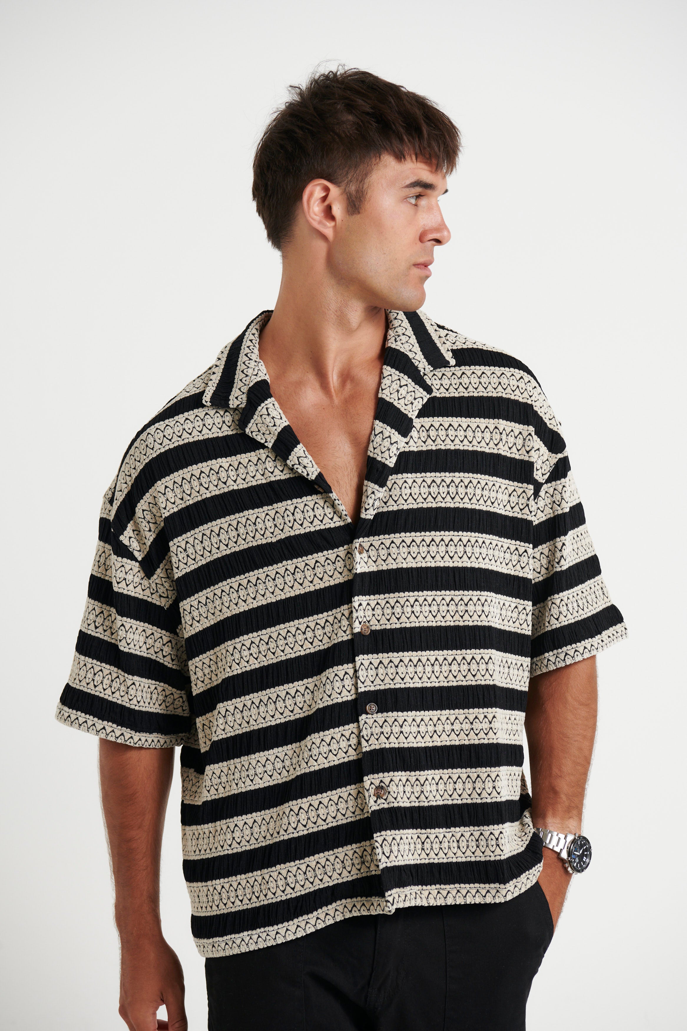 Raf Cropped Shirt Stripe Horizon