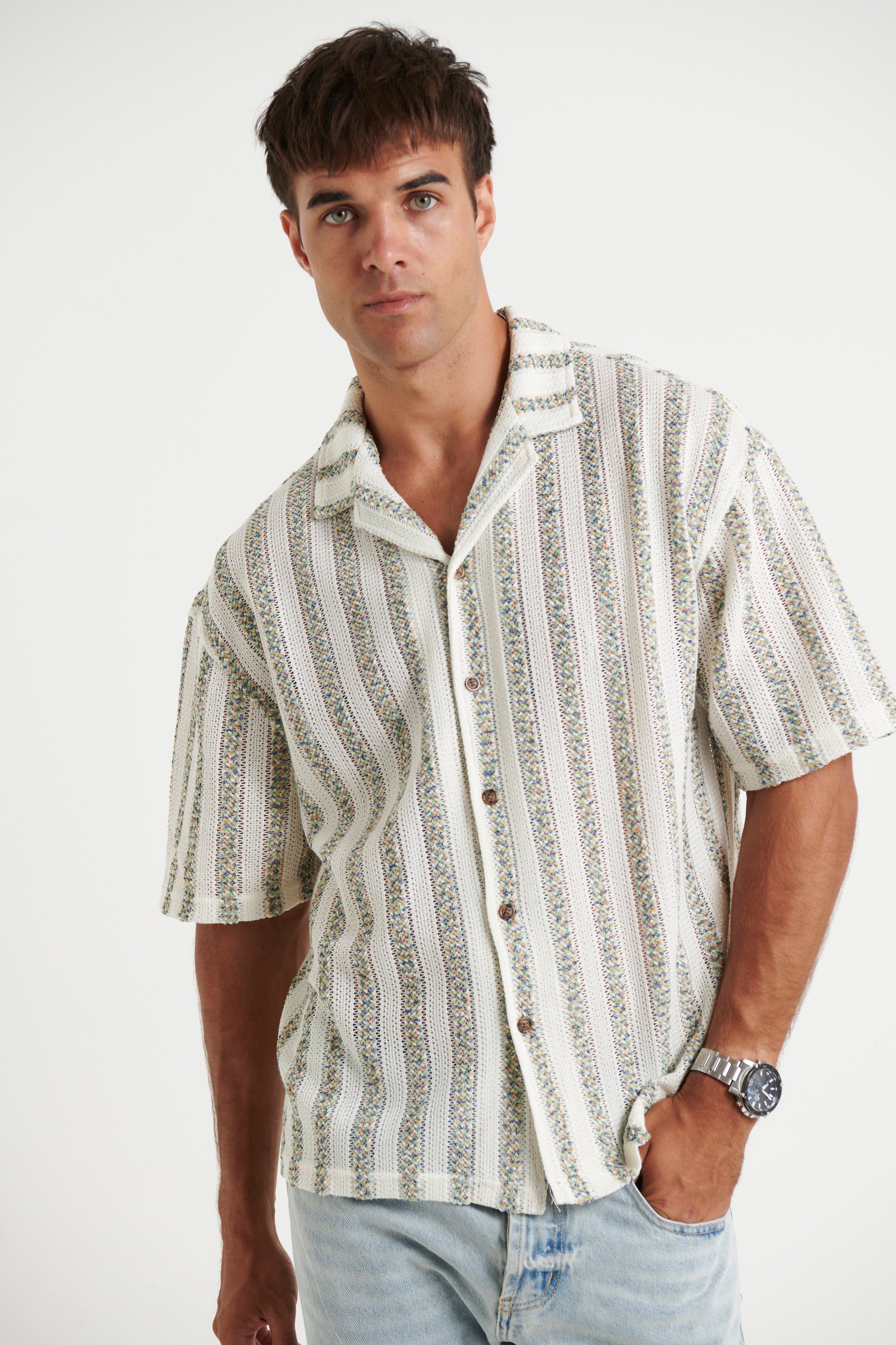 Raf Cropped Shirt Stripe Vintage