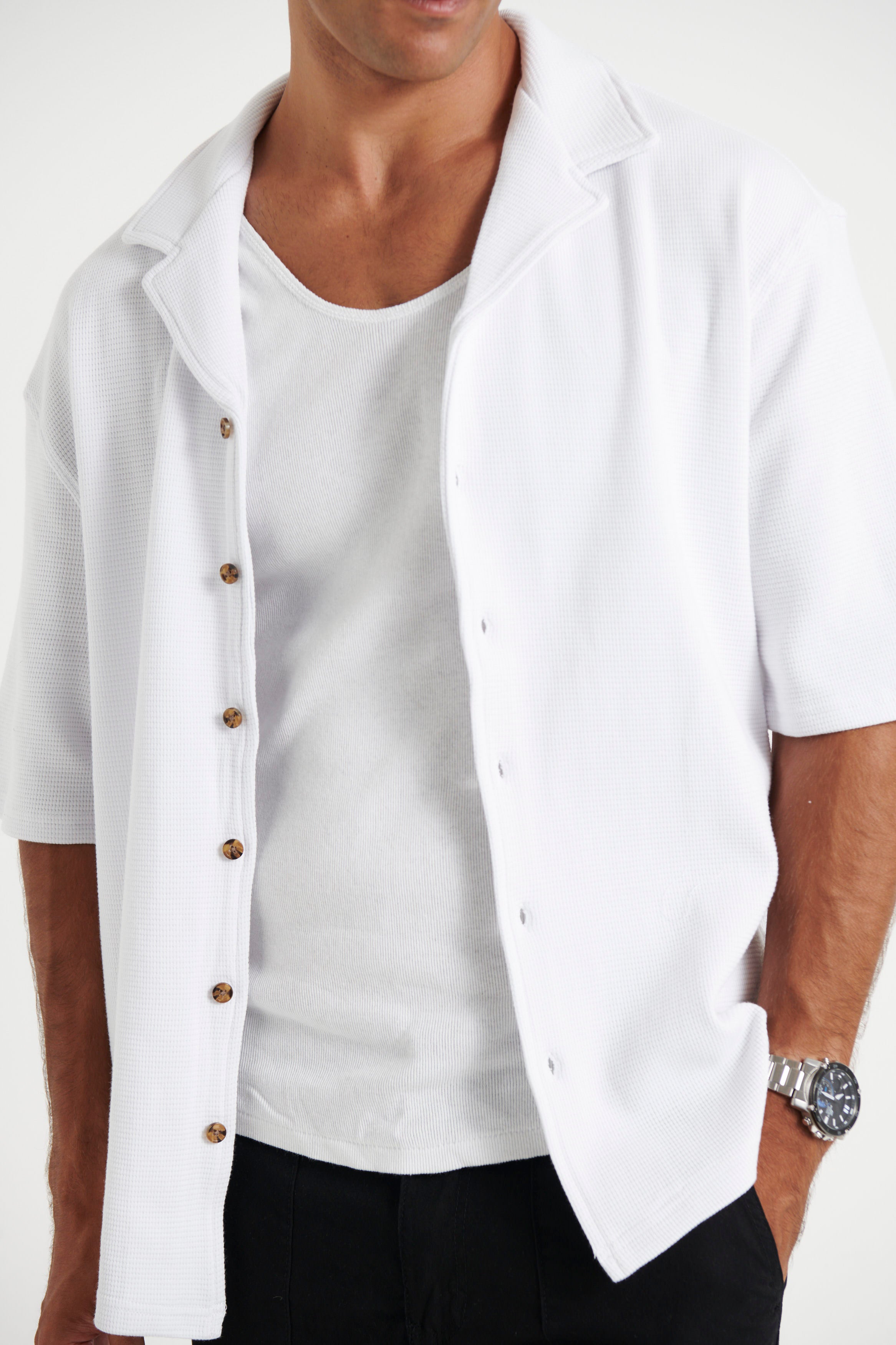 NTH Waffle Shirt White