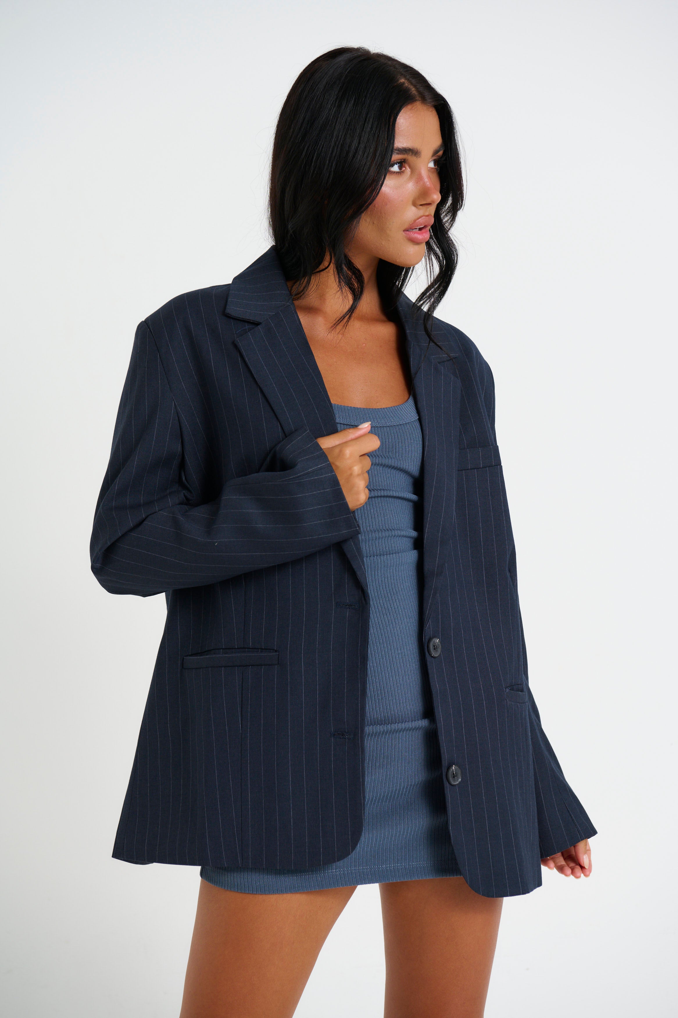 Christy Blazer Navy Pinstripe