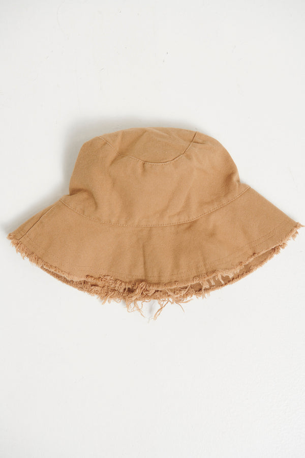 Frayed Bucket Hat Tan - FINAL SALE