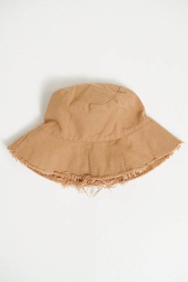Frayed Bucket Hat Tan - FINAL SALE