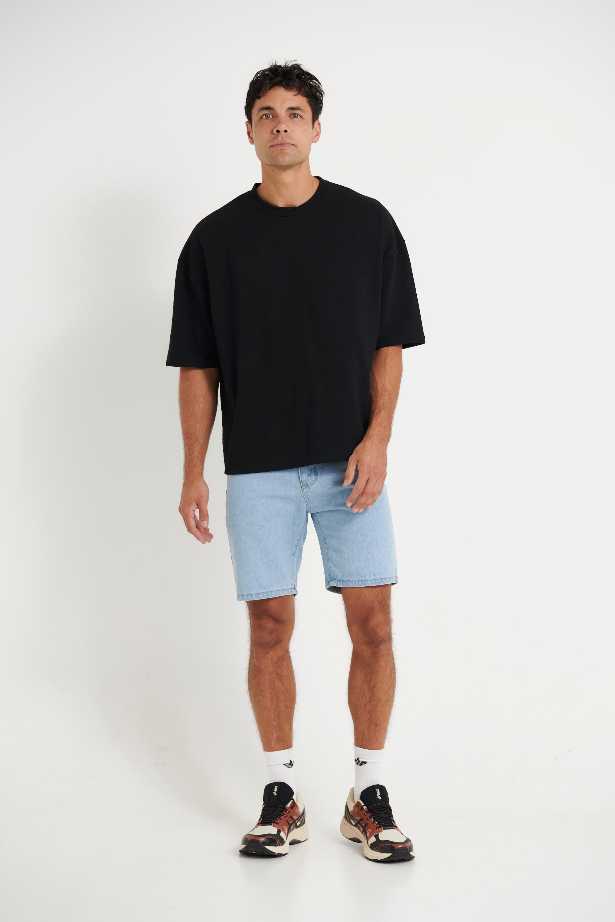 Texture Drop Sleeve Tee Black