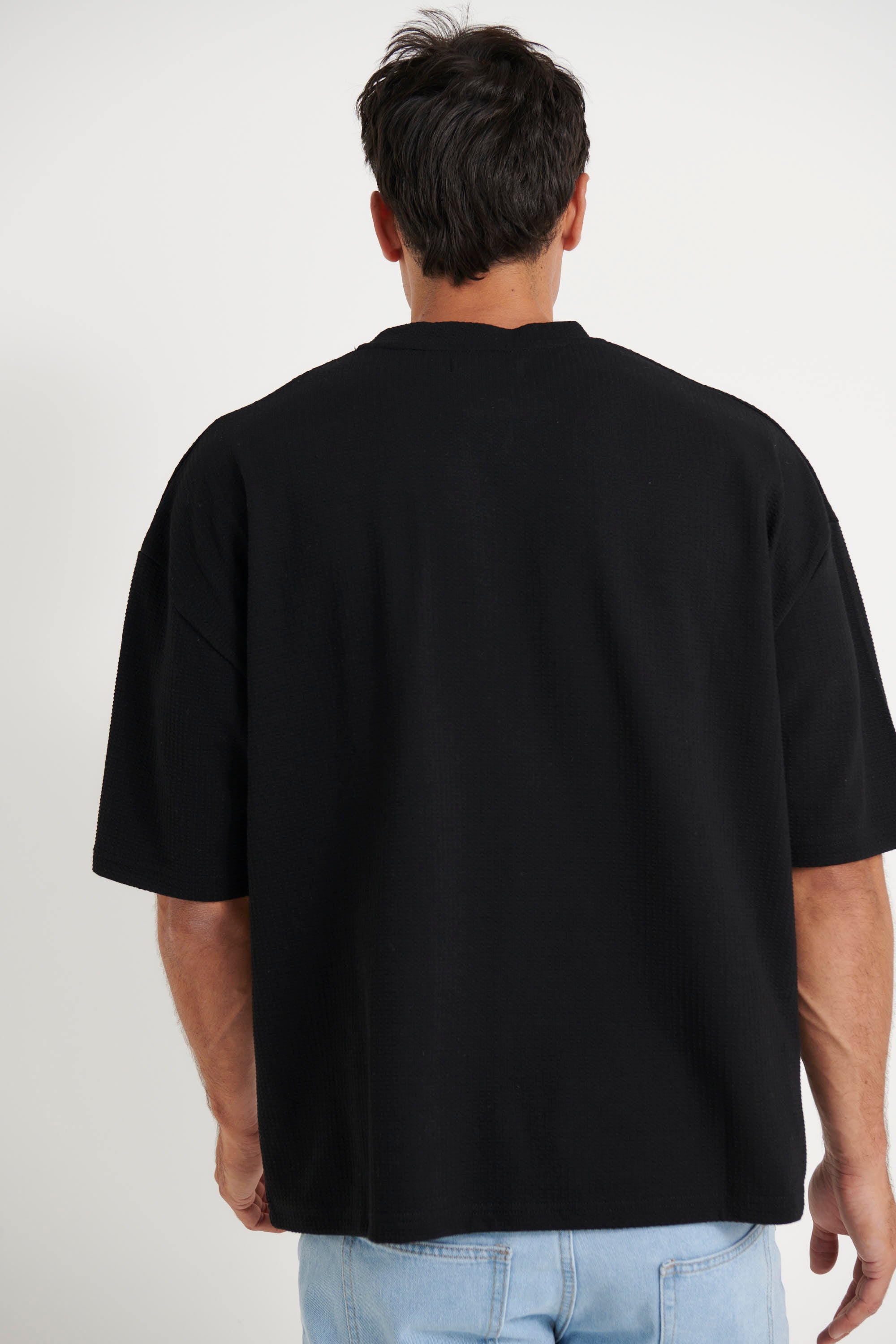 Texture Drop Sleeve Tee Black