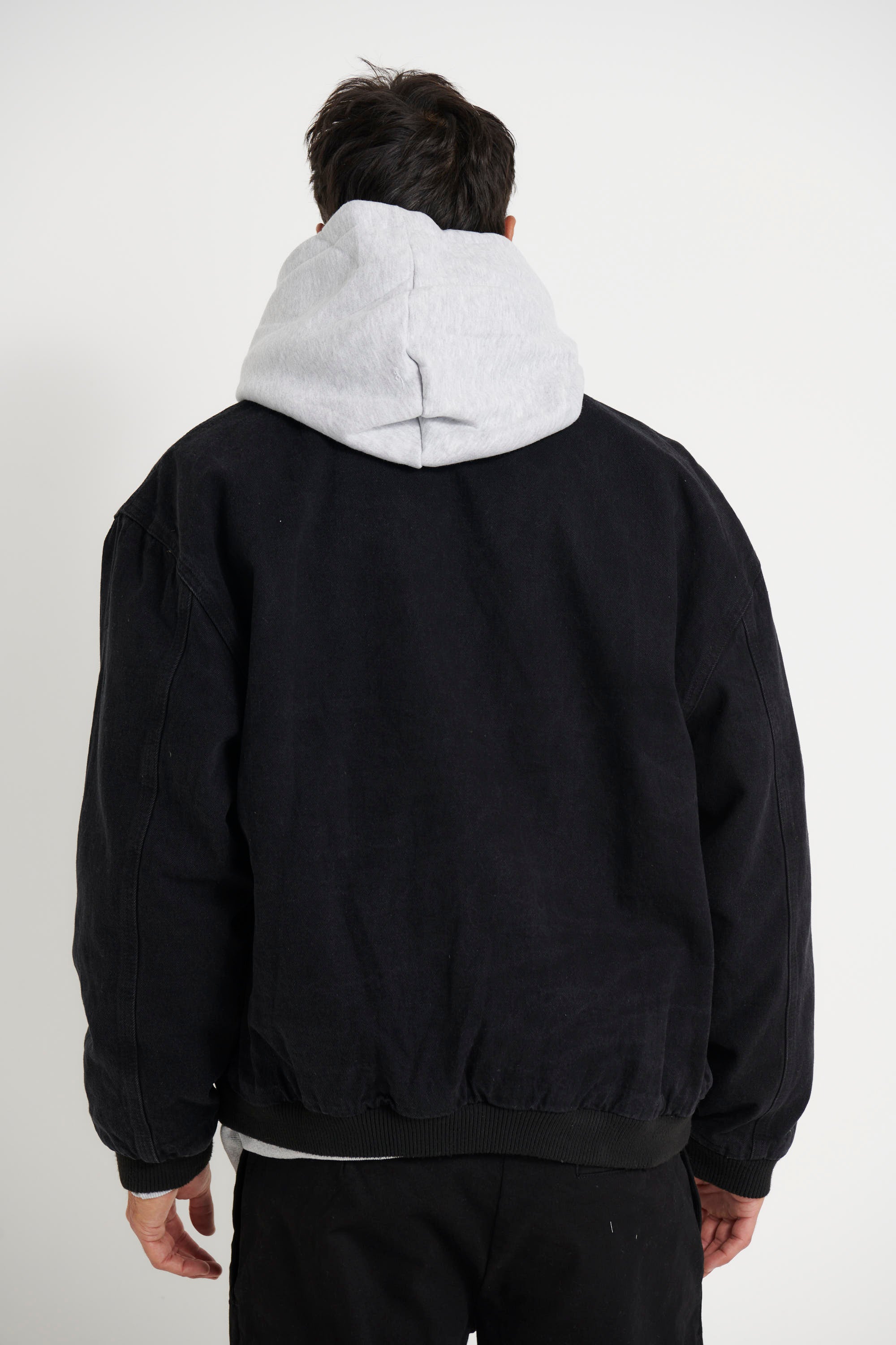 Vintage Bomber Denim Jacket Solid Black