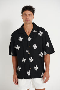 Drop 1 Premium Floral Weave Shirt Black