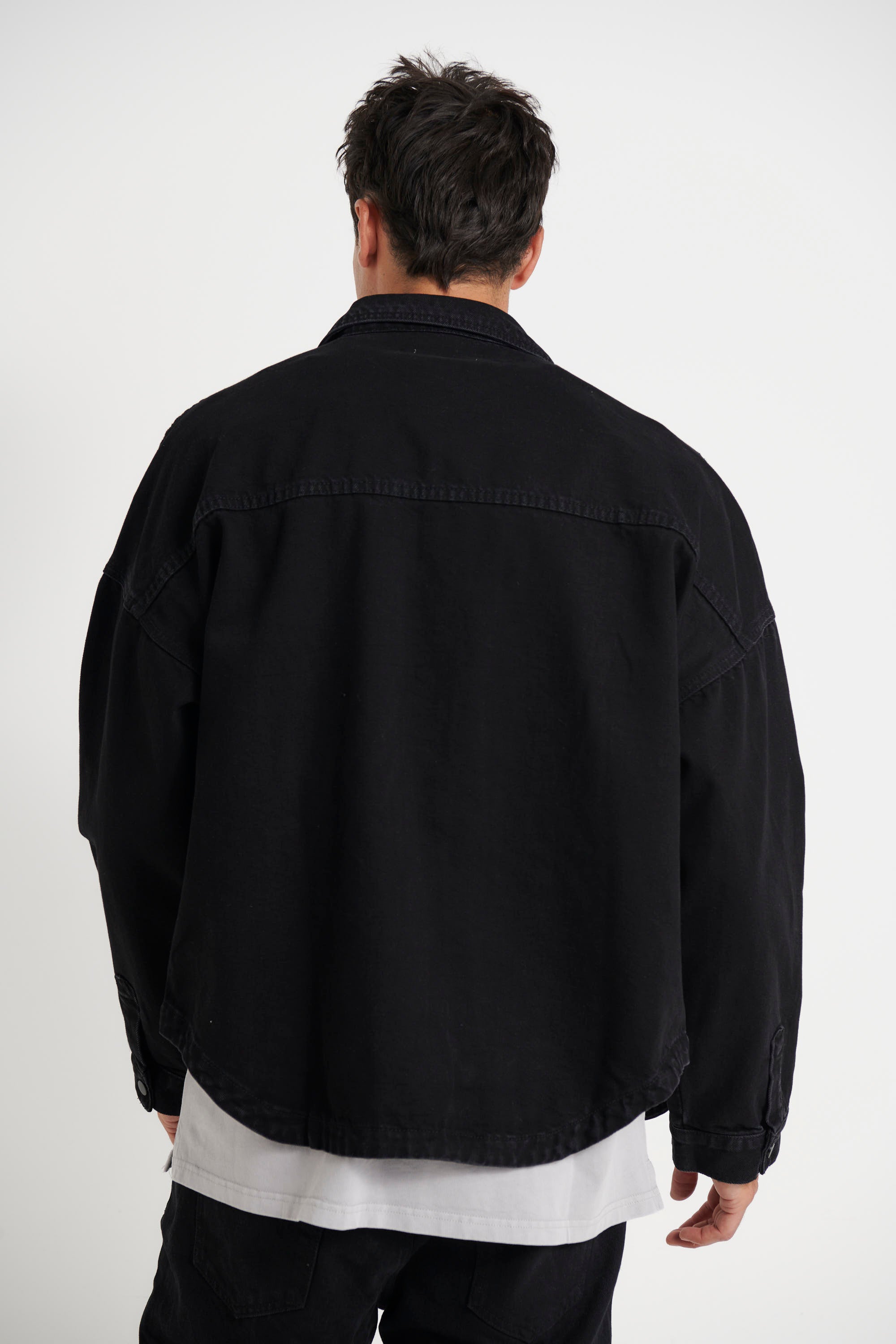 Drop Shoulder Denim Shirt Black