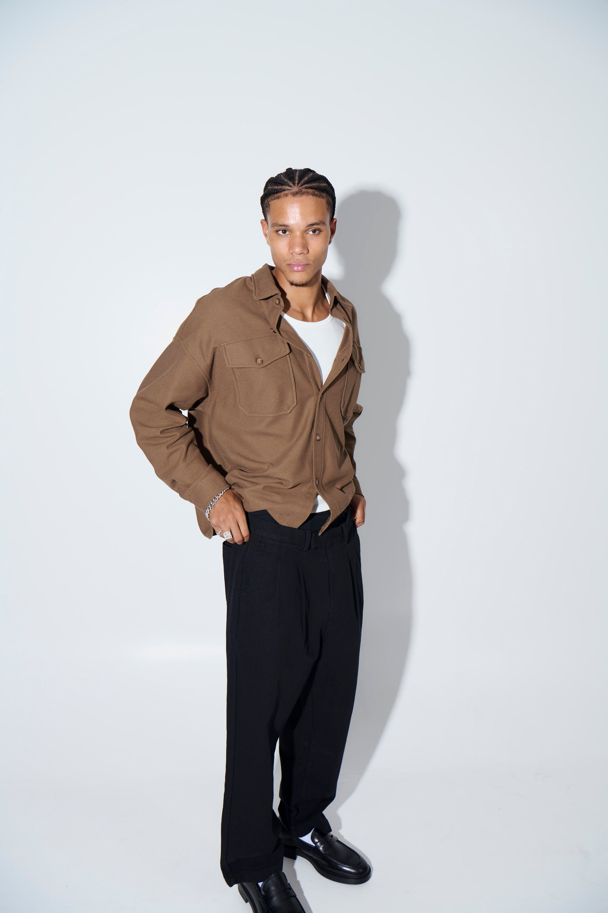Texture Long Sleeve Shirt Khaki - FINAL SALE